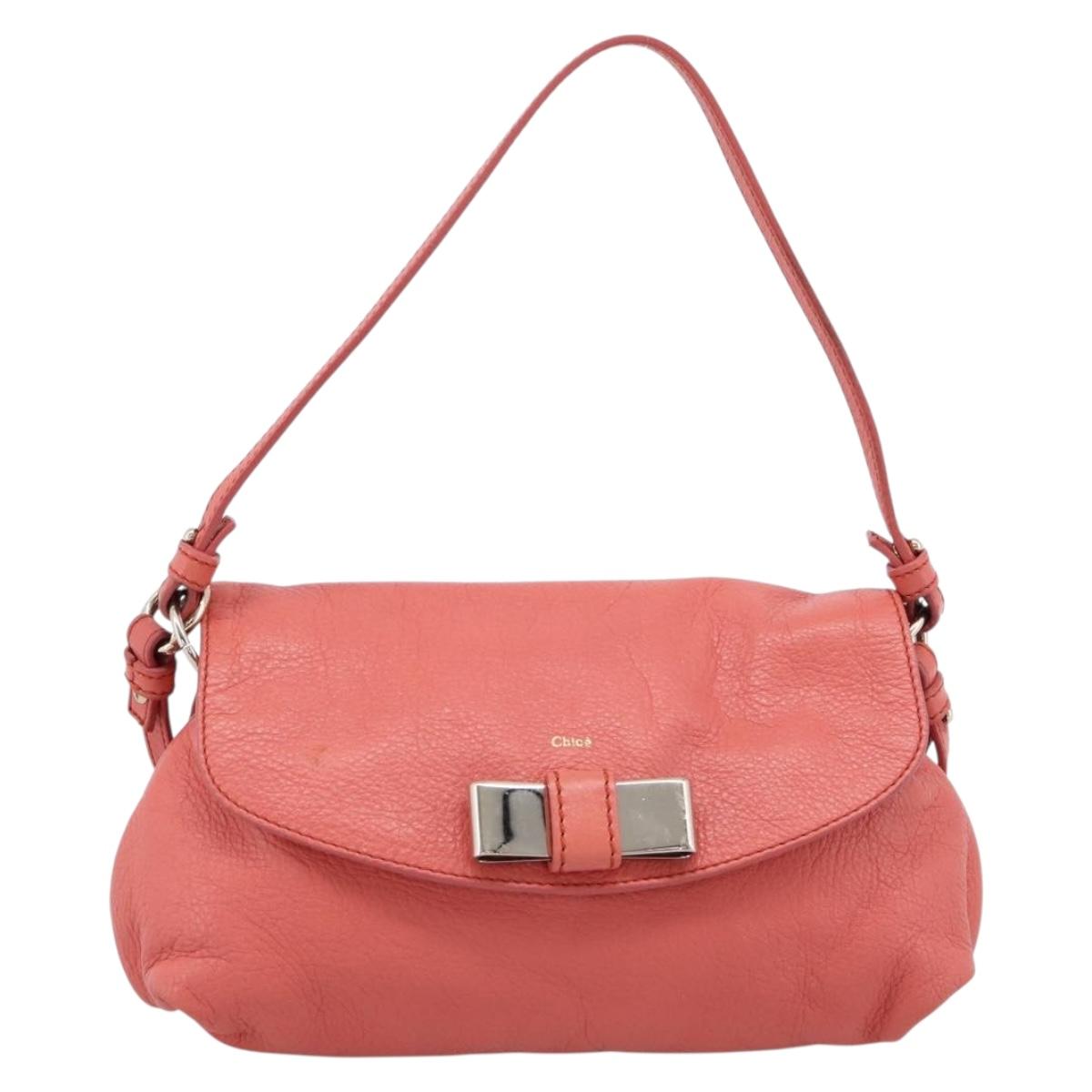 Chloe Lily Hand Bag Leather 2way Pink Gold Auth 200938A