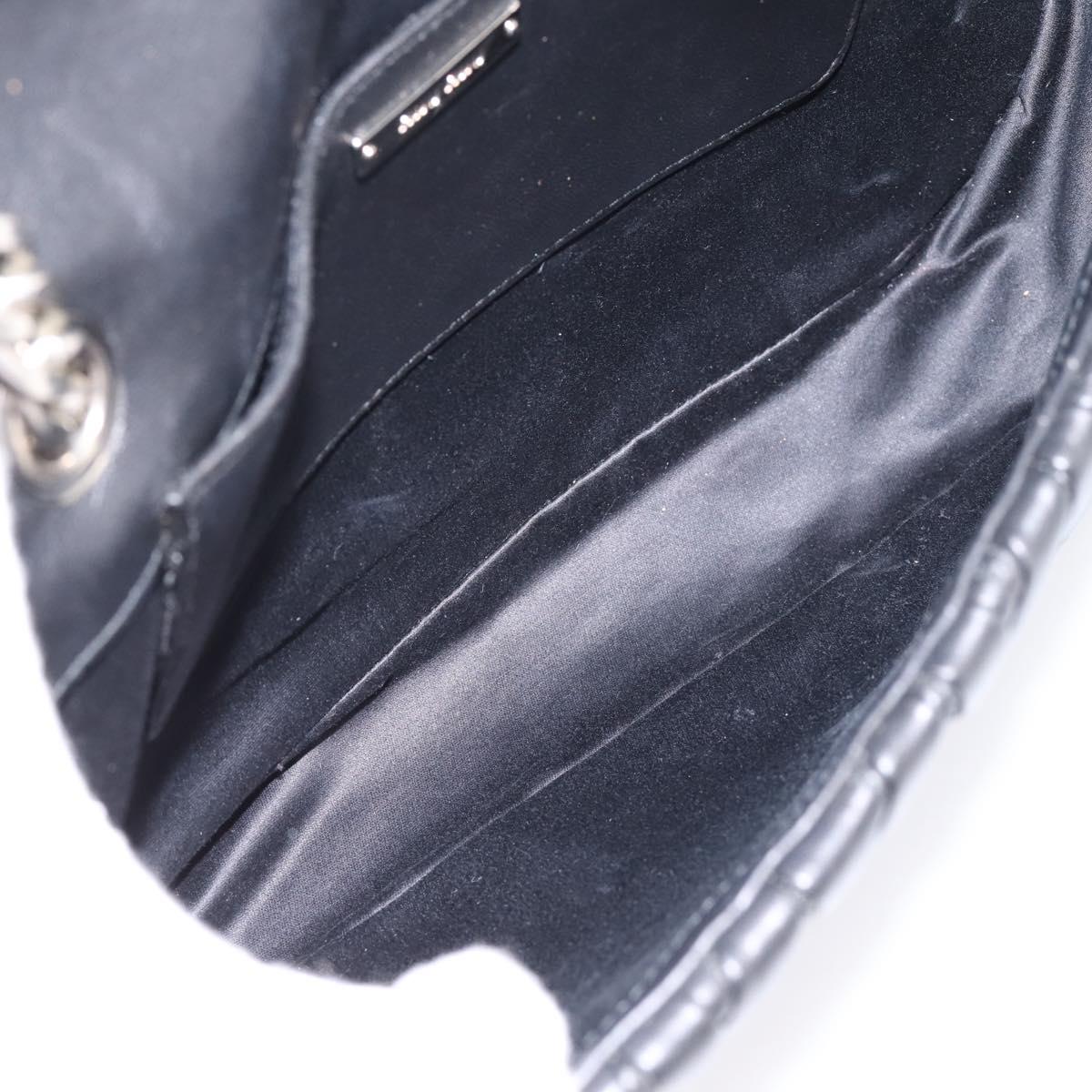 Miu Miu Matelasse Chain Shoulder Bag Leather Black Silver Auth 200939M