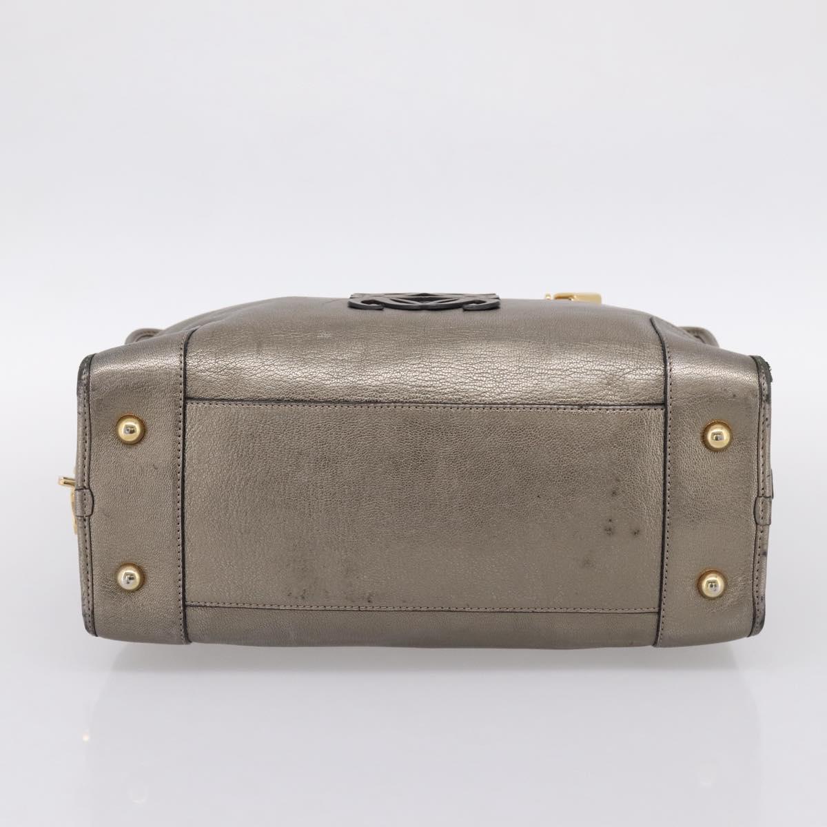 LOEWE Amazona 36 Hand Bag Leather Gold Silver Auth 200941