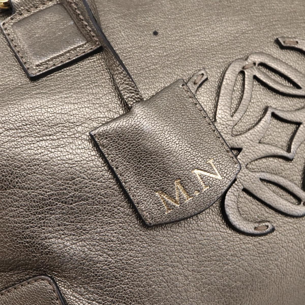 LOEWE Amazona 36 Hand Bag Leather Gold Silver Auth 200941