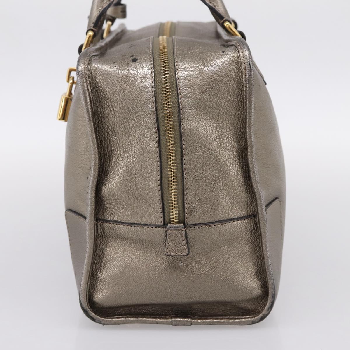 LOEWE Amazona 36 Hand Bag Leather Gold Silver Auth 200941