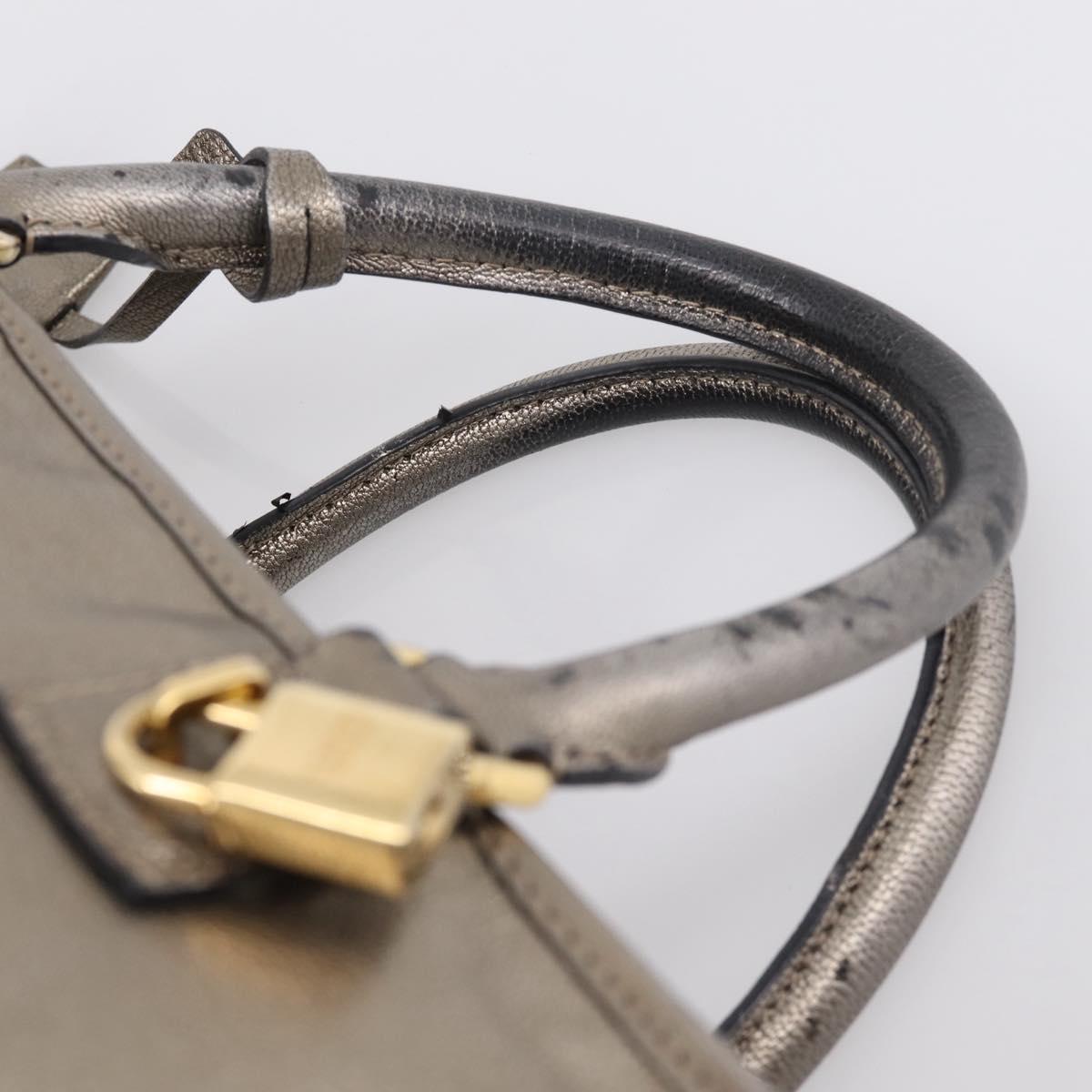LOEWE Amazona 36 Hand Bag Leather Gold Silver Auth 200941