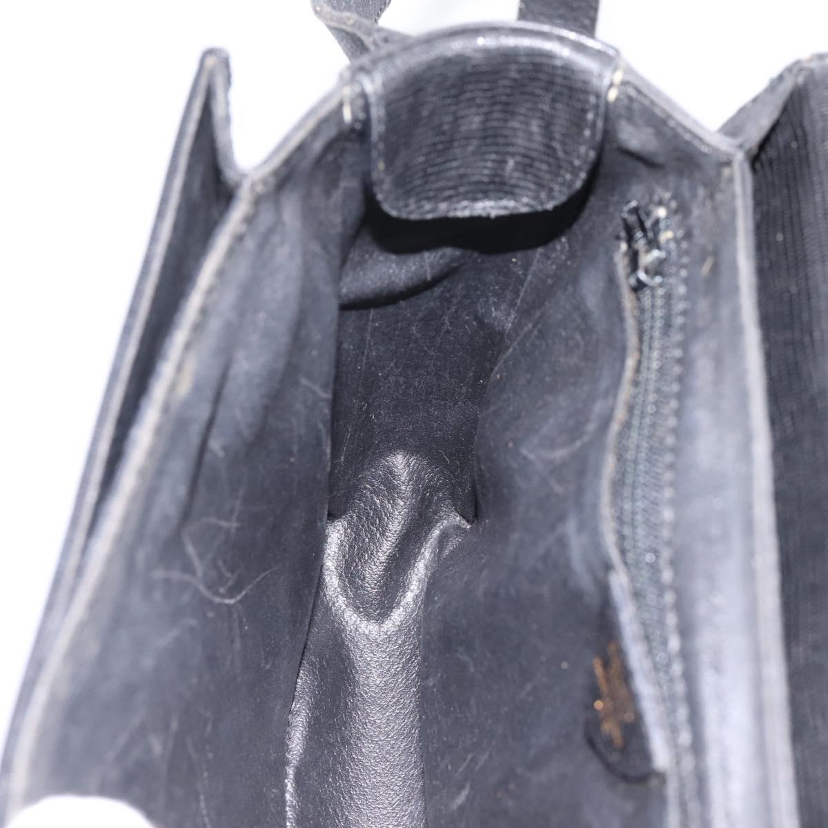 CELINE Circle Shoulder Bag Leather Black Gold Auth 200944