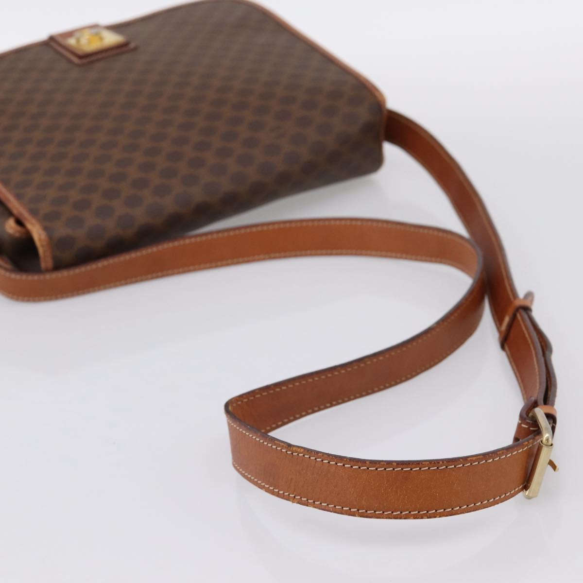 CELINE Macadam Canvas Shoulder Bag PVC Leather Brown Gold Auth 200945