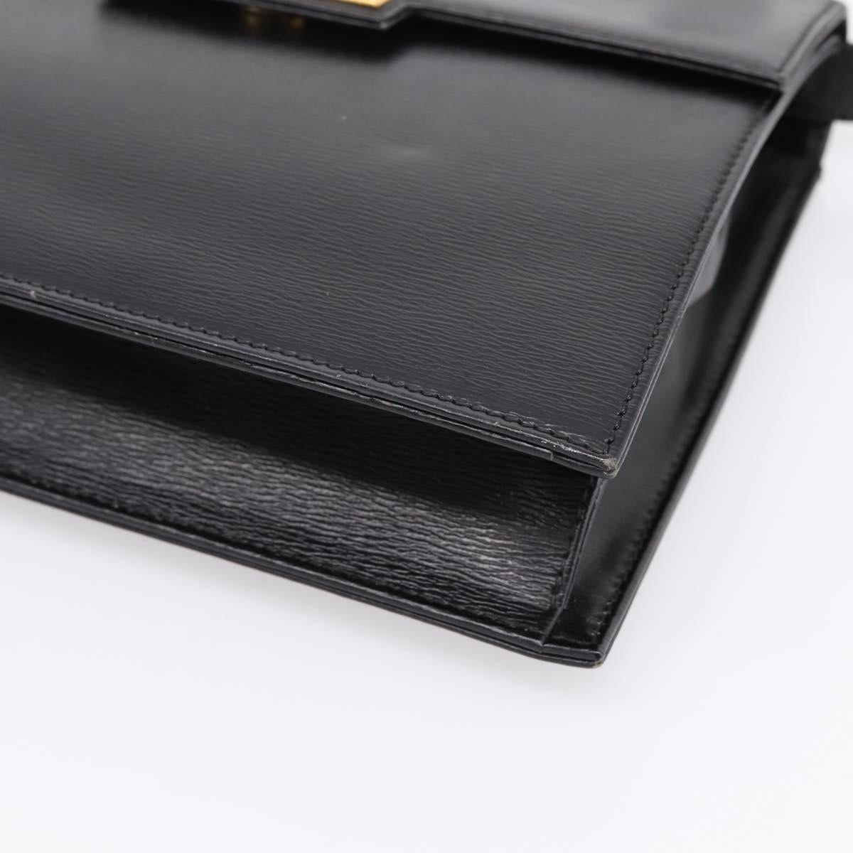 Christian Dior Shoulder Bag Leather Black Gold Auth 200949