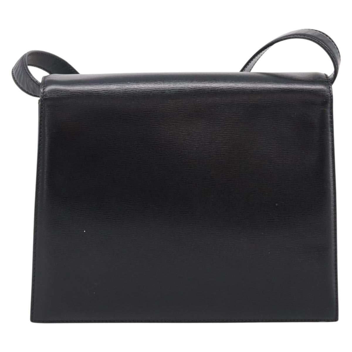 Christian Dior Shoulder Bag Leather Black Gold Auth 200949