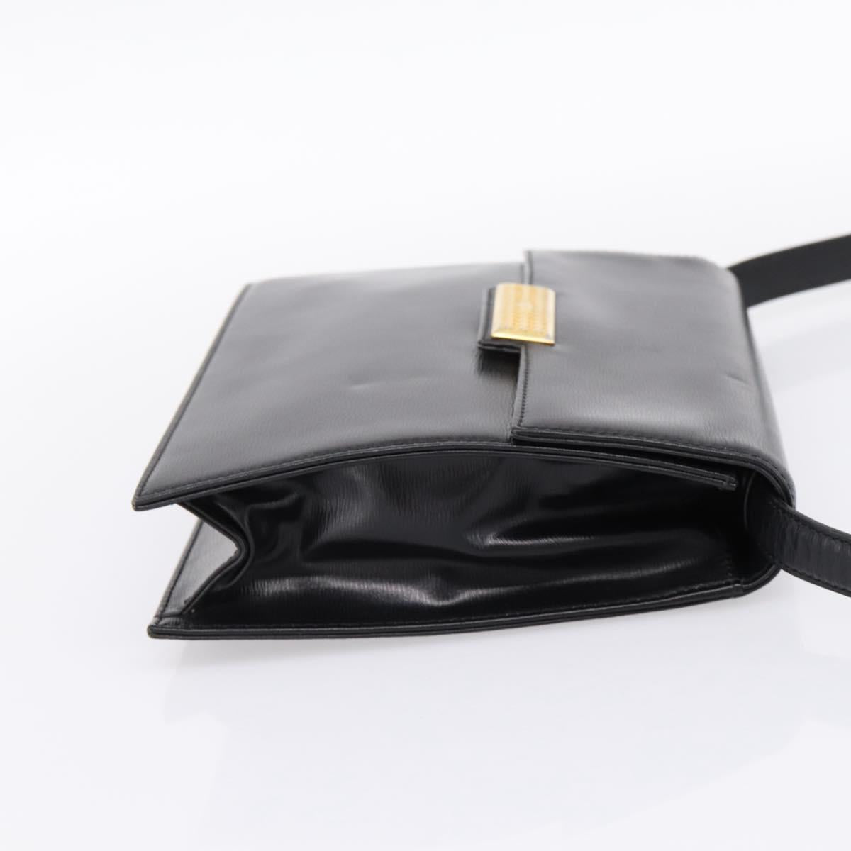 Christian Dior Shoulder Bag Leather Black Gold Auth 200949