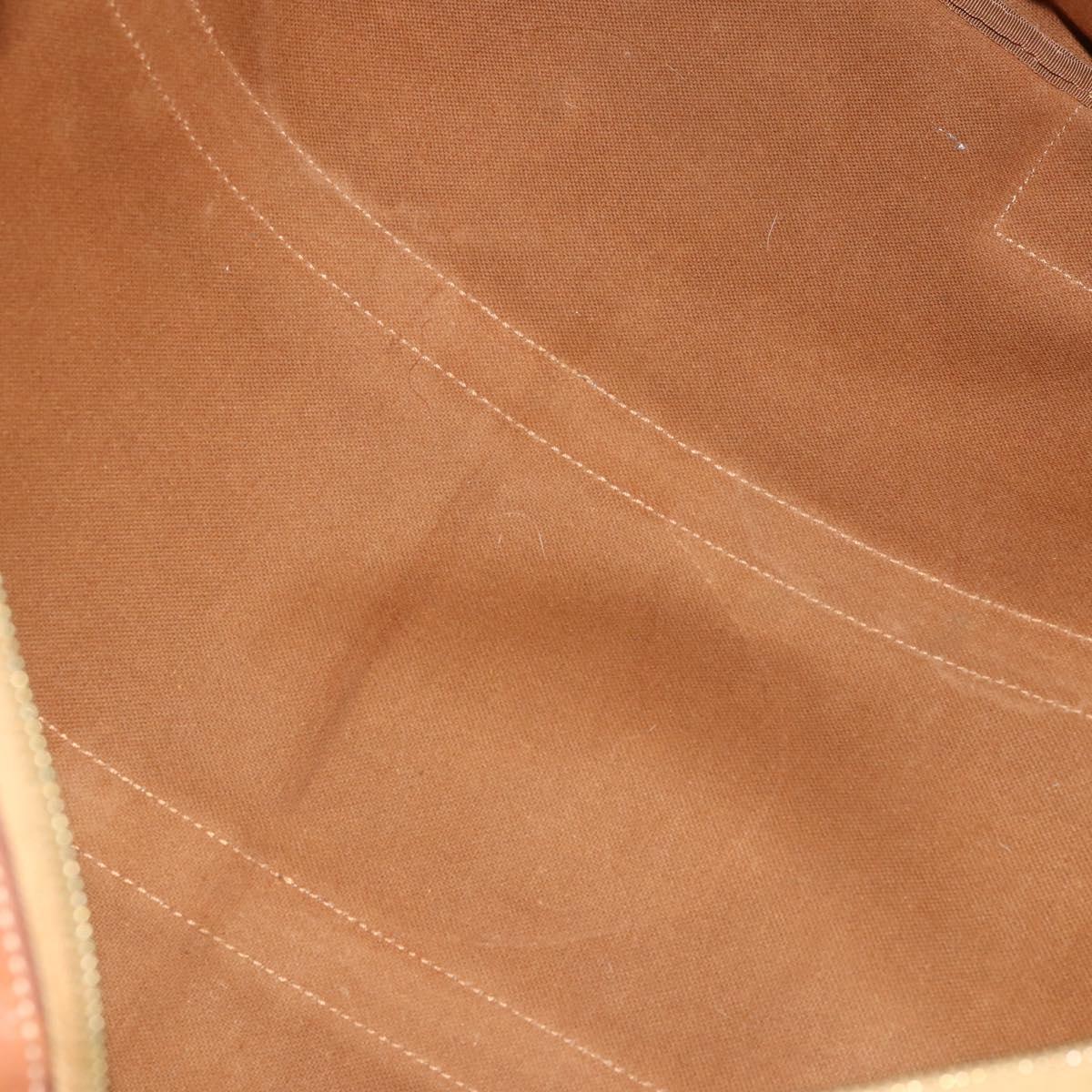 CELINE Macadam Canvas Boston Bag PVC Leather Brown Gold Auth 200952