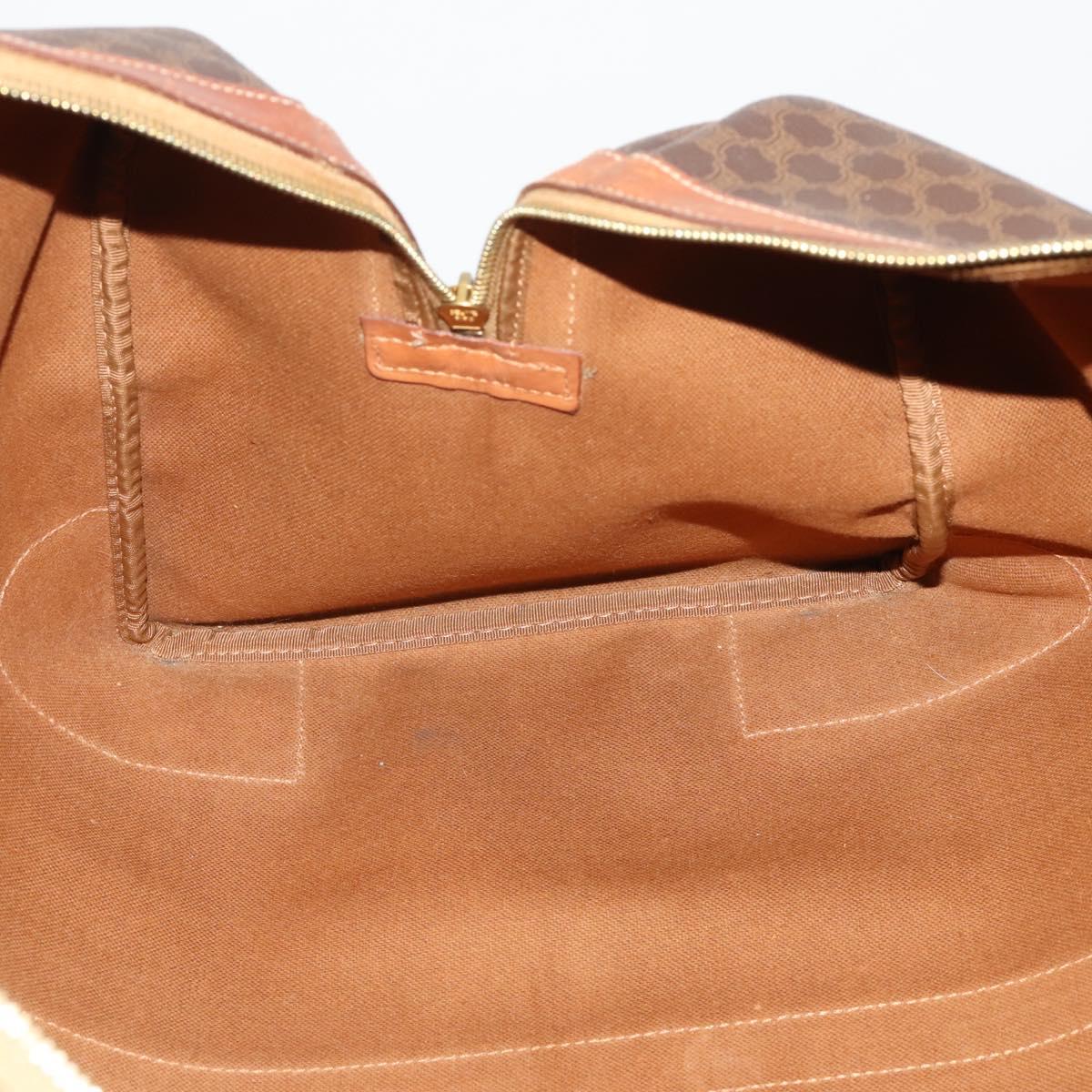 CELINE Macadam Canvas Boston Bag PVC Leather Brown Gold Auth 200952