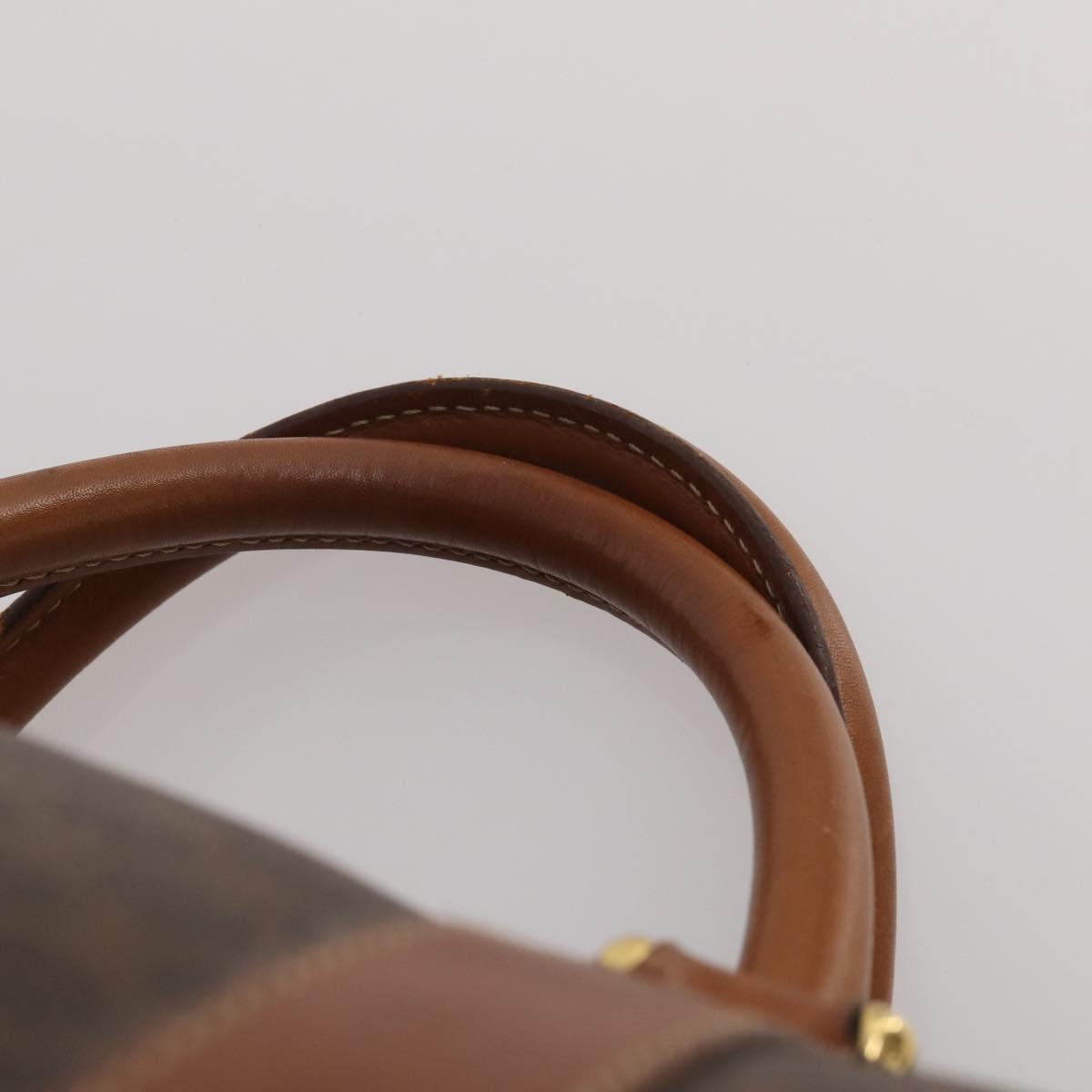 CELINE Macadam Canvas Boston Bag PVC Leather Brown Gold Auth 200952