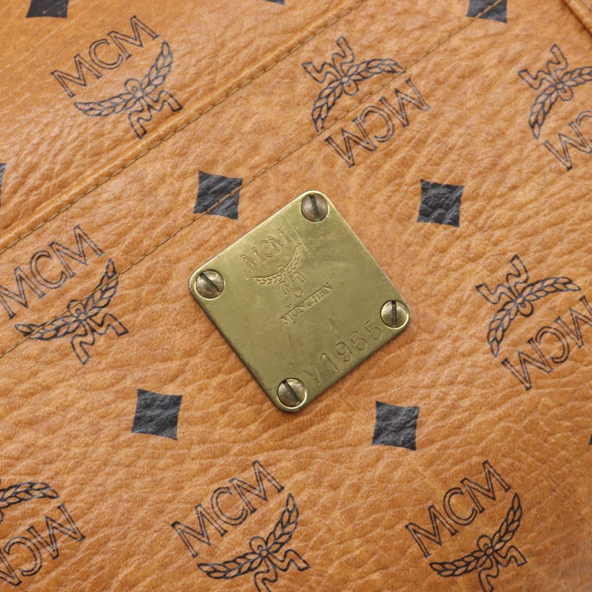 MCM Vicetos Logogram Tote Bag PVC Leather Brown Gold Auth 200953