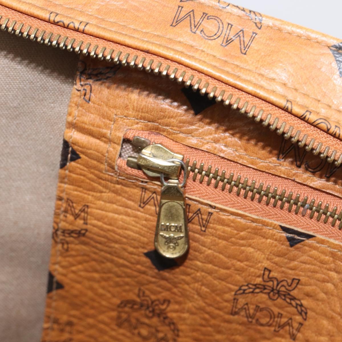 MCM Vicetos Logogram Tote Bag PVC Leather Brown Gold Auth 200953