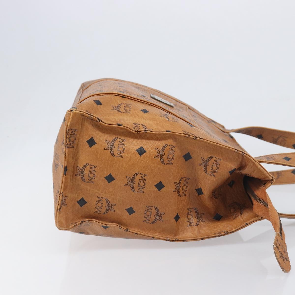 MCM Vicetos Logogram Tote Bag PVC Leather Brown Gold Auth 200953