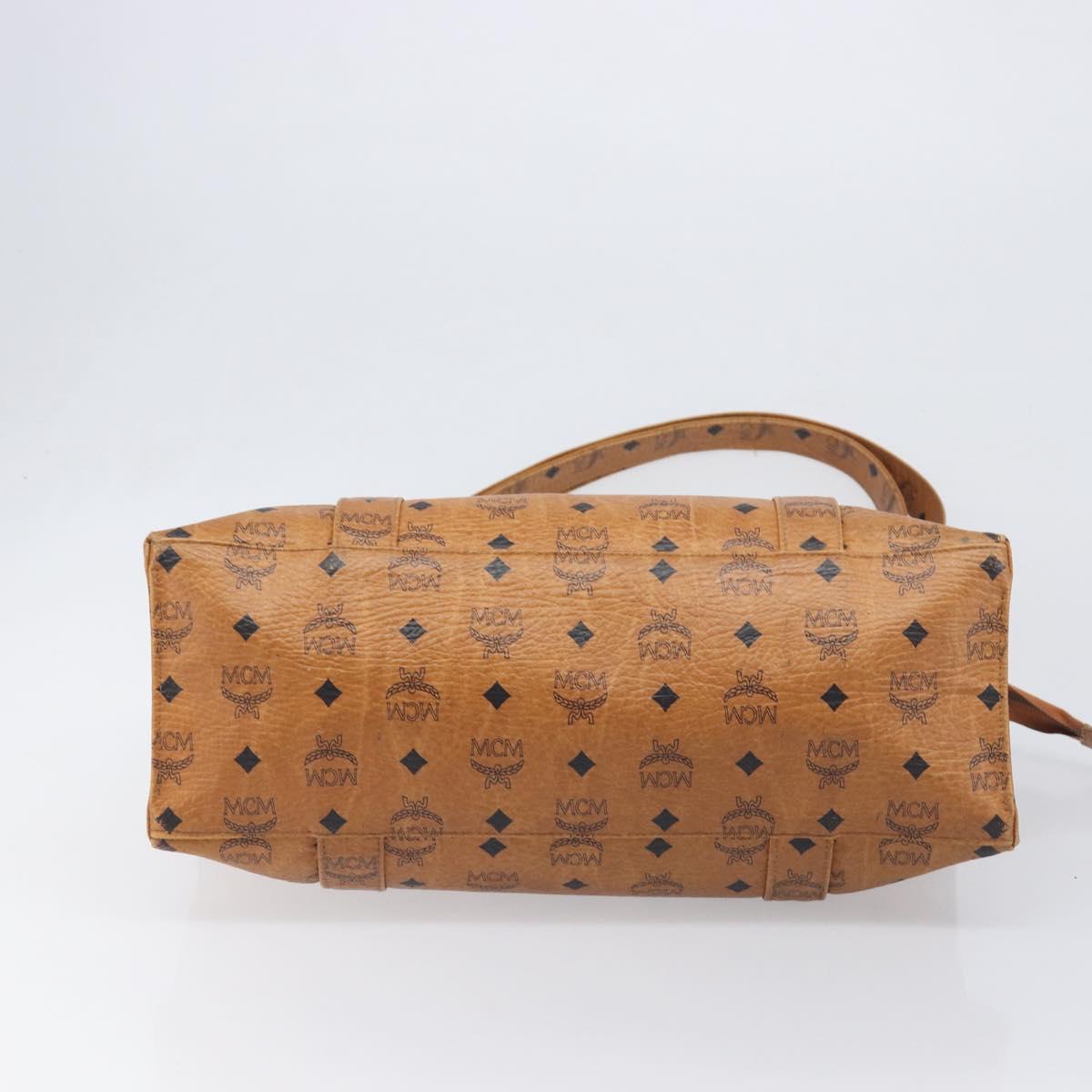 MCM Vicetos Logogram Tote Bag PVC Leather Brown Gold Auth 200953