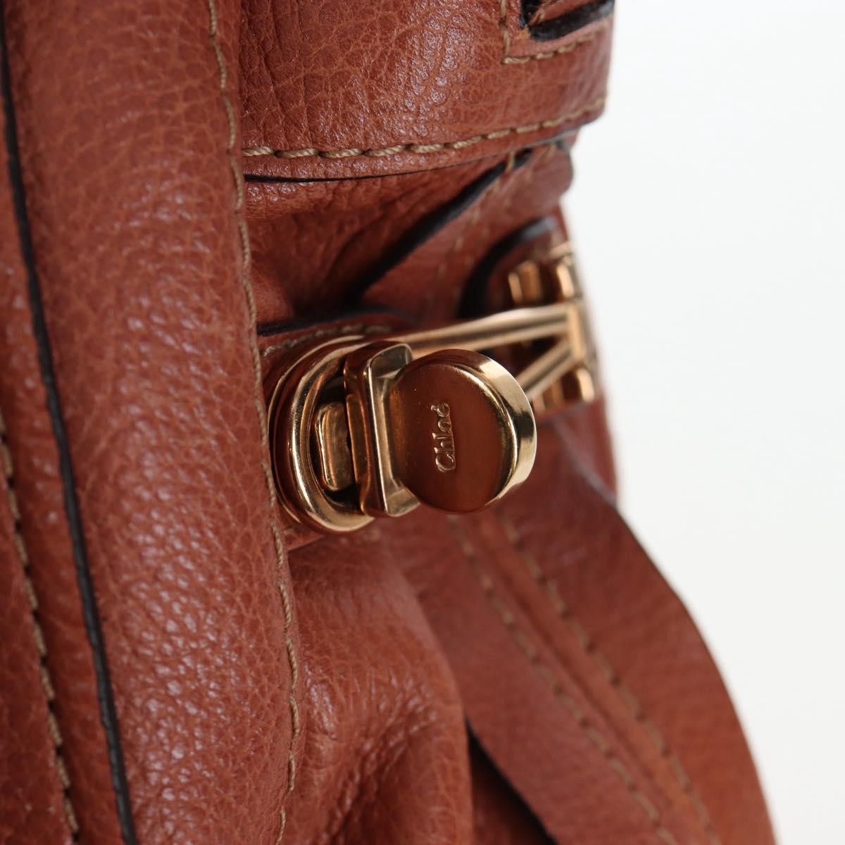 Chloe Paraty Hand Bag Leather 2way Brown Gold Auth 200955V
