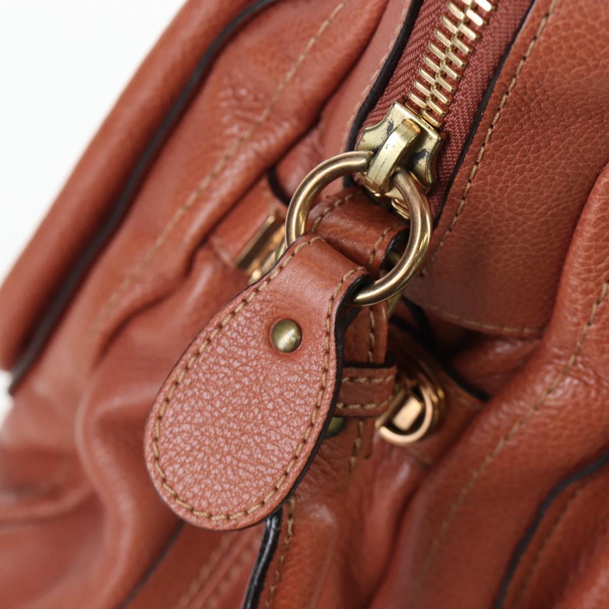 Chloe Paraty Hand Bag Leather 2way Brown Gold Auth 200955V