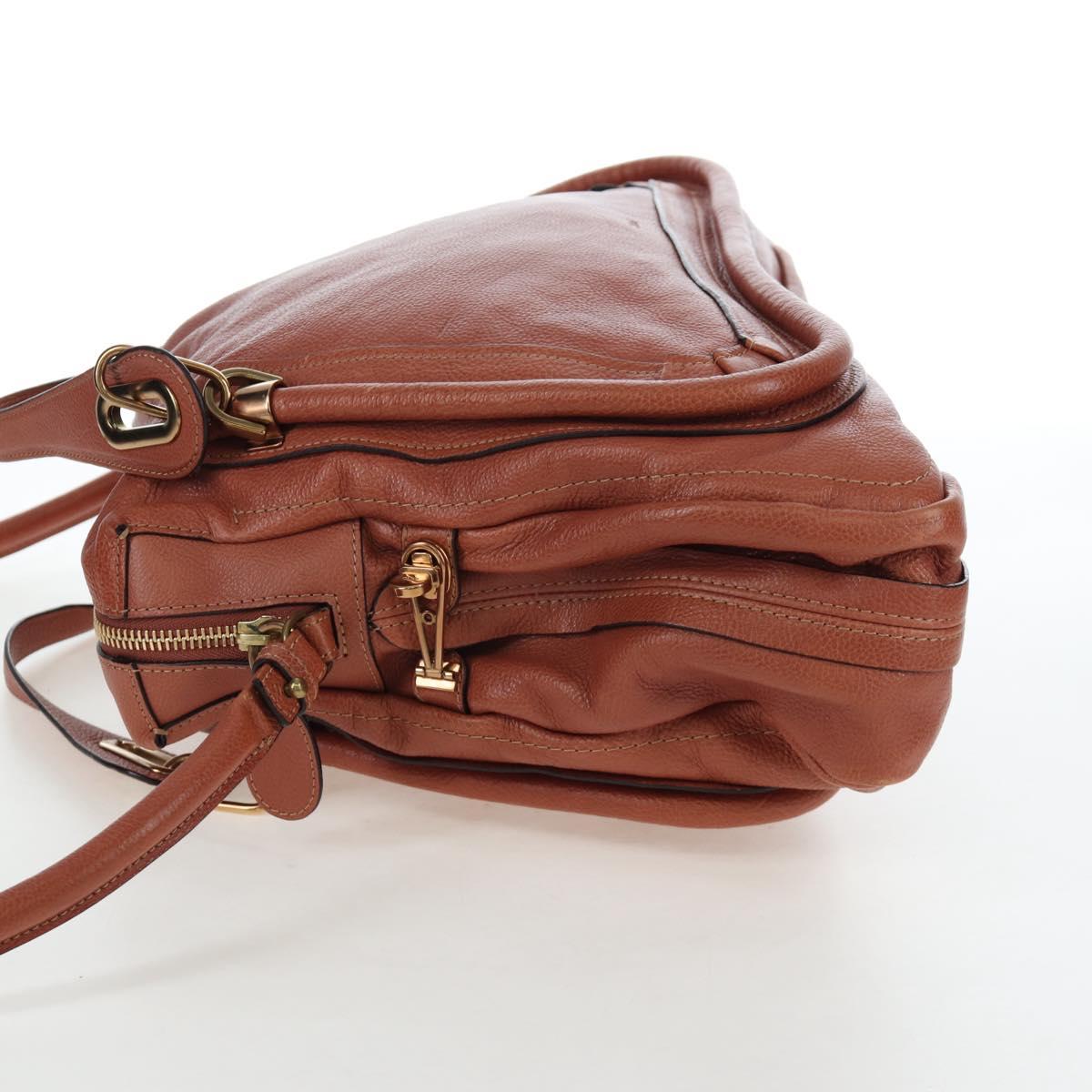 Chloe Paraty Hand Bag Leather 2way Brown Gold Auth 200955V