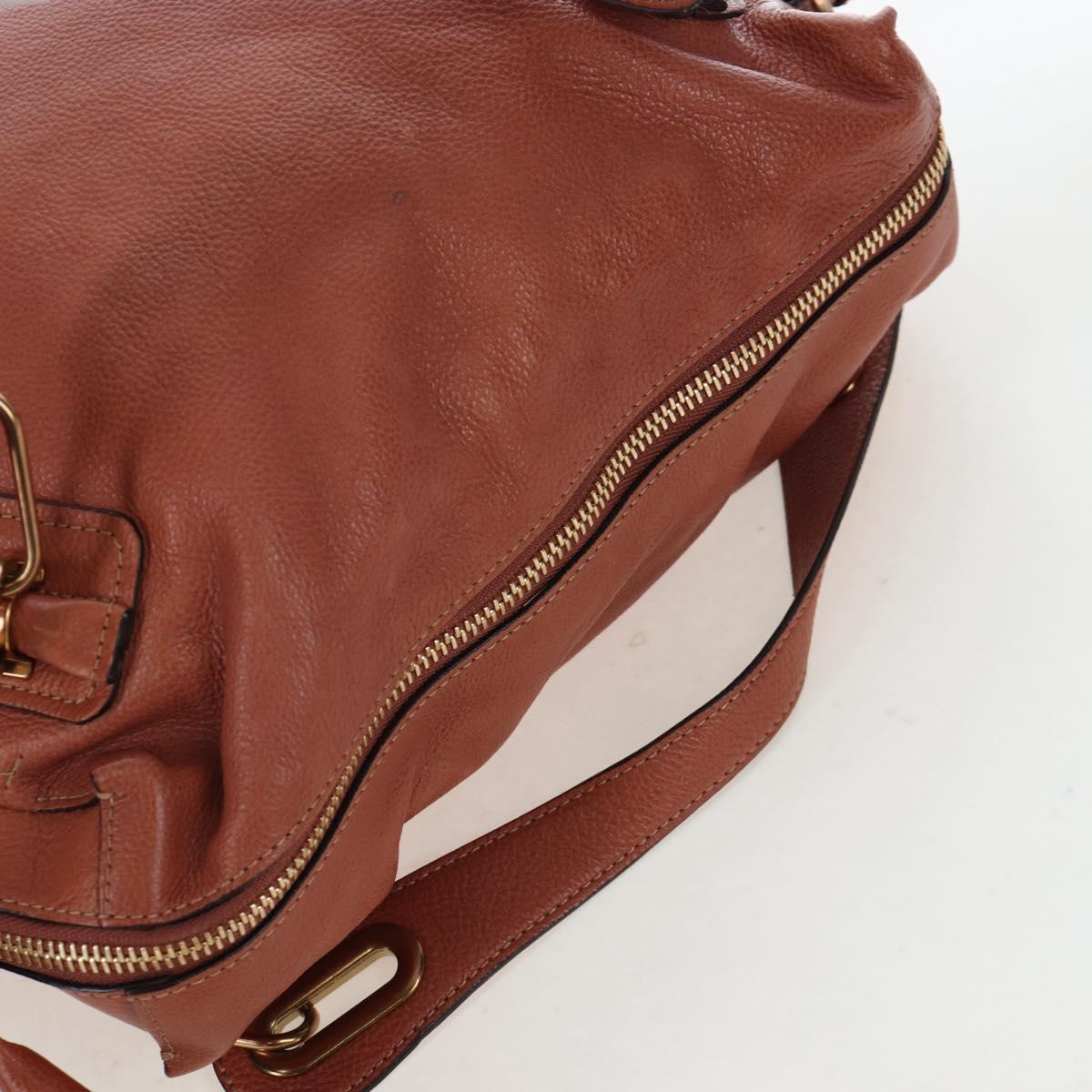 Chloe Paraty Hand Bag Leather 2way Brown Gold Auth 200955V