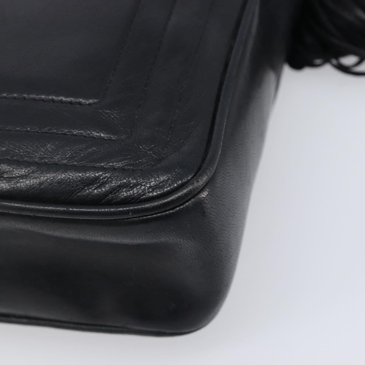 CHANEL Matelasse Chain Shoulder Bag Lamb Skin Black Gold CC Auth 200959V