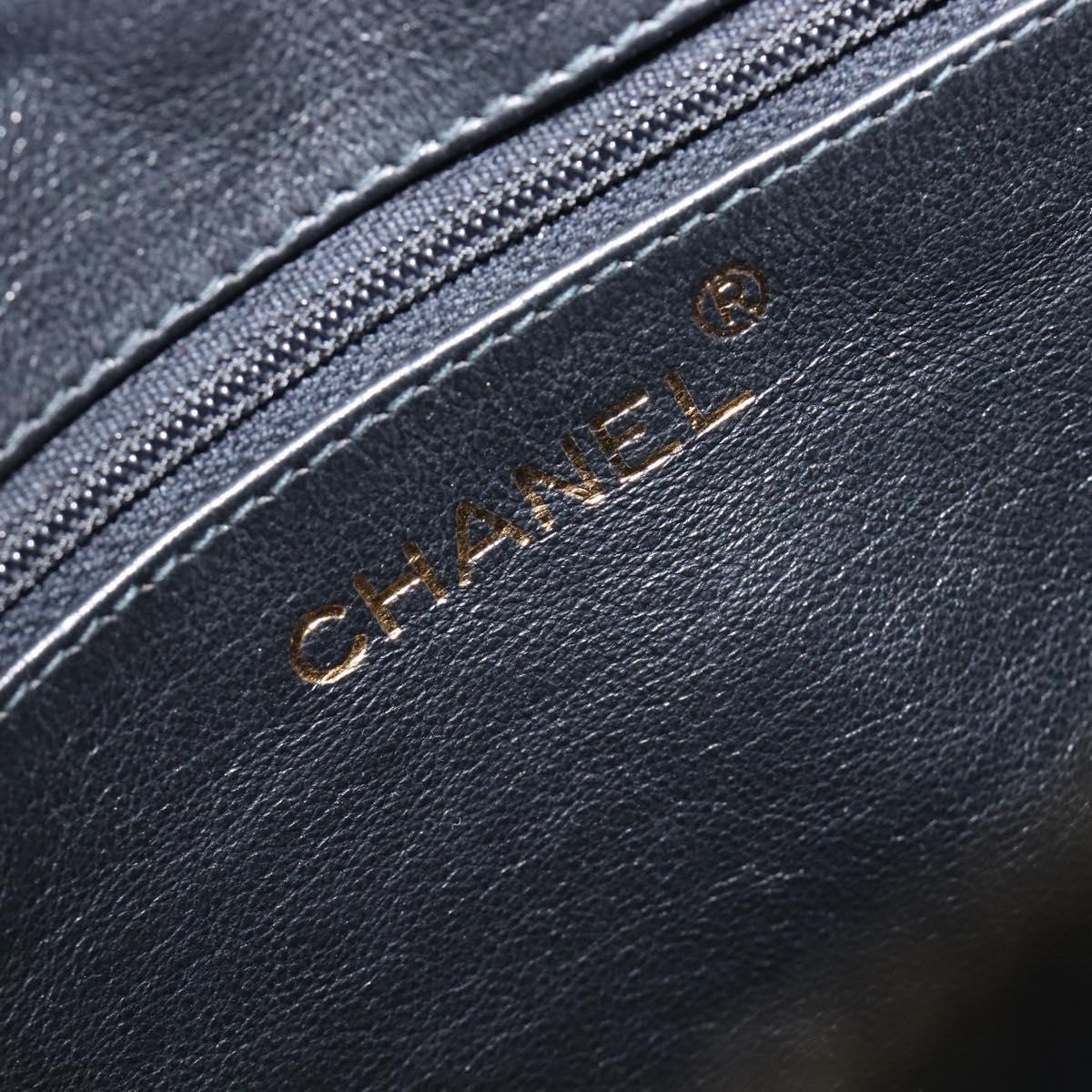 CHANEL Matelasse Chain Shoulder Bag Lamb Skin Black Gold CC Auth 200959V