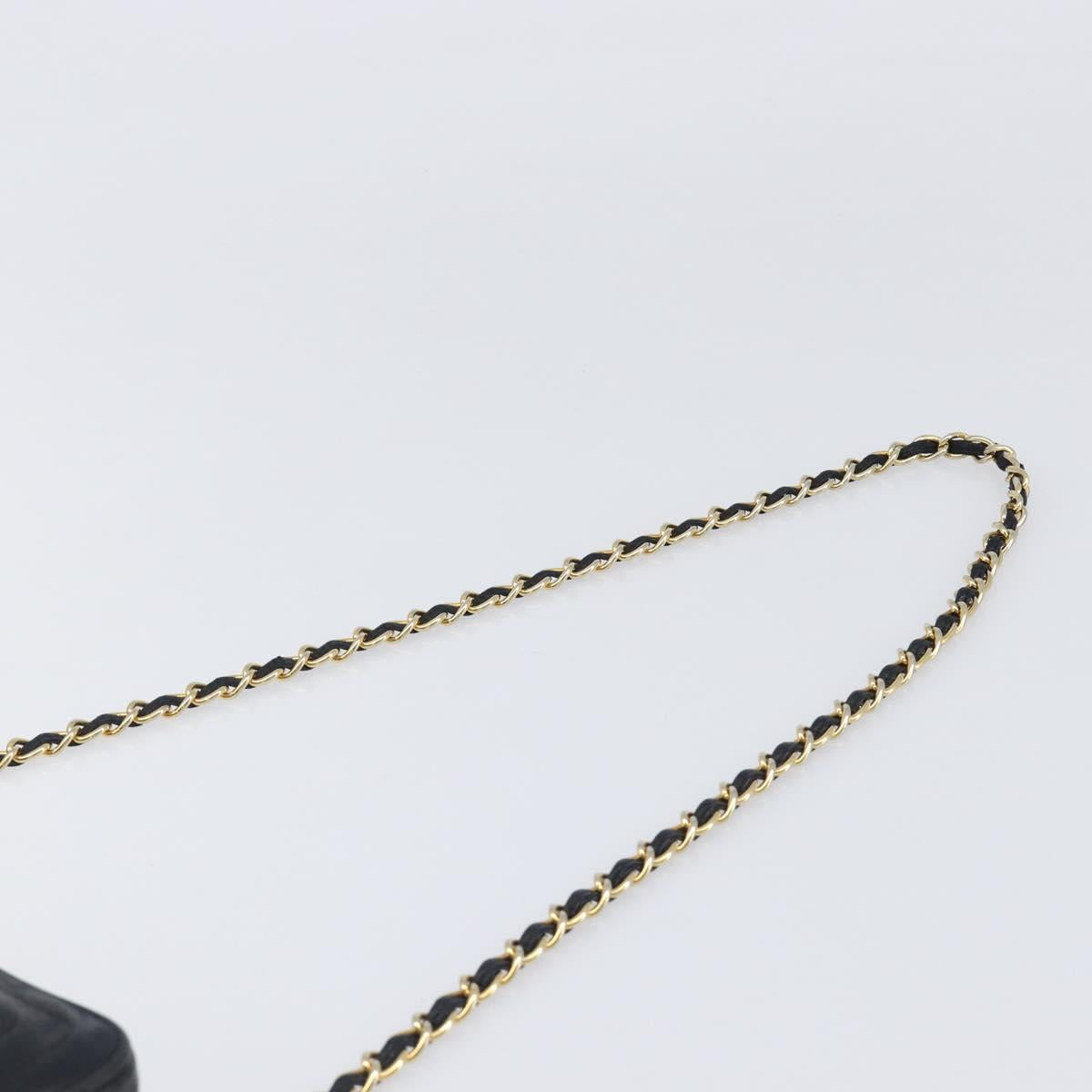 CHANEL Matelasse Chain Shoulder Bag Lamb Skin Black Gold CC Auth 200959V