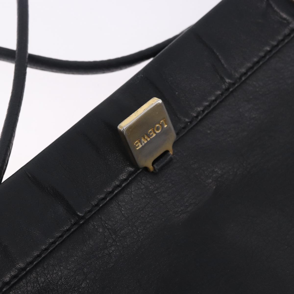 LOEWE Tote Bag Leather Black Gold Auth 200960