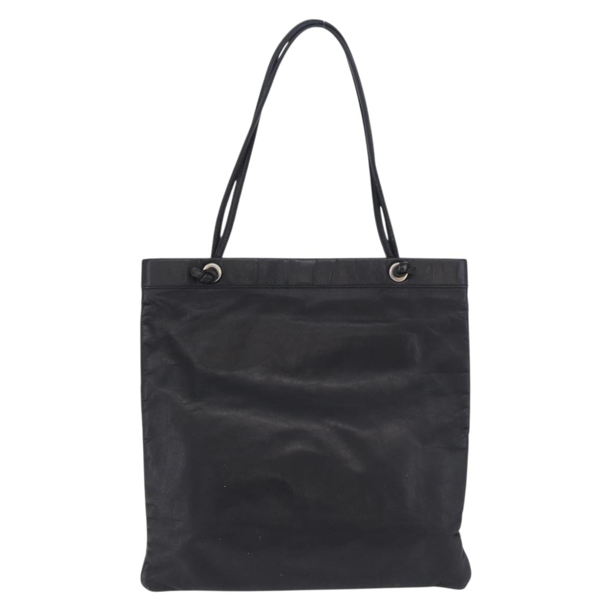 LOEWE Tote Bag Leather Black Gold Auth 200960