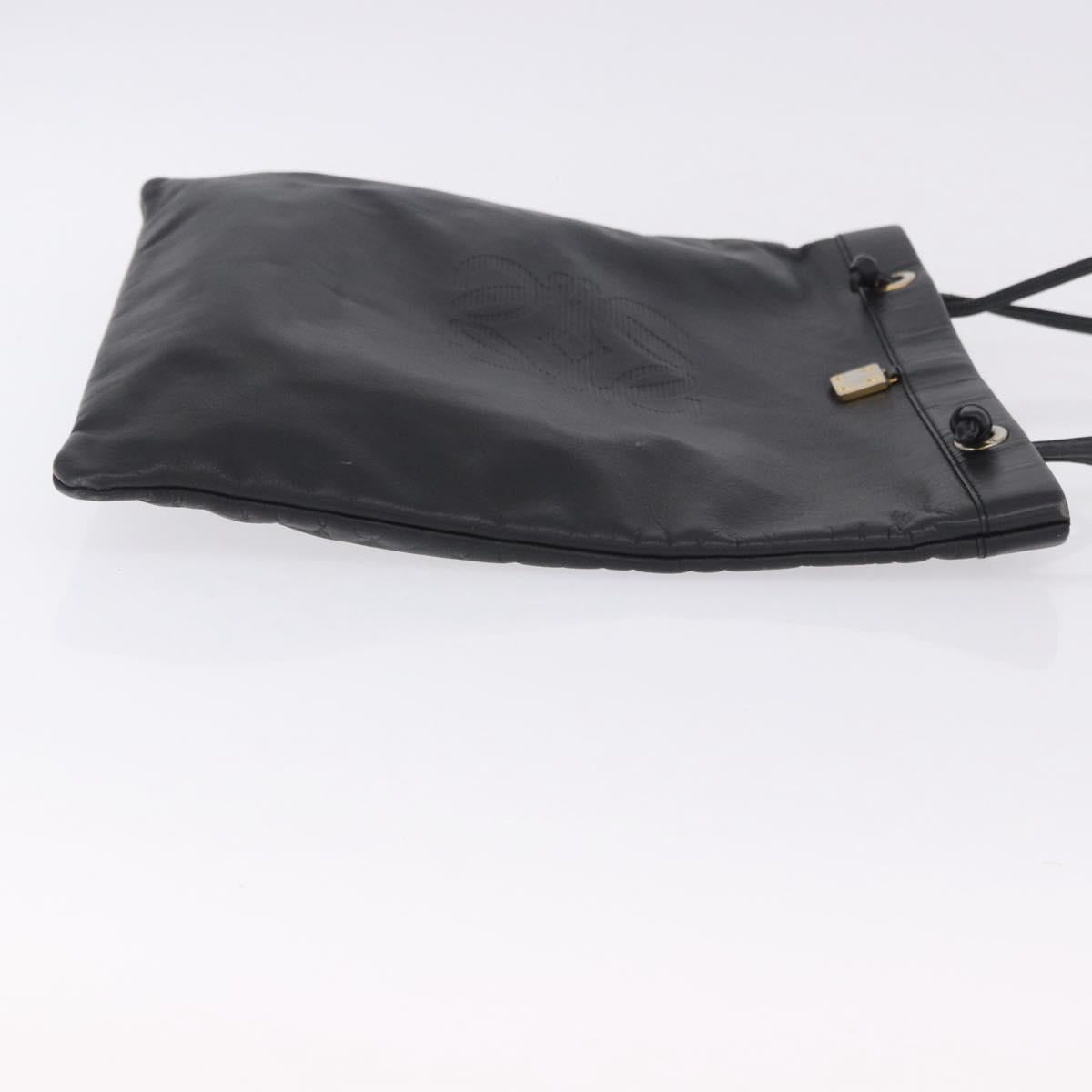 LOEWE Tote Bag Leather Black Gold Auth 200960