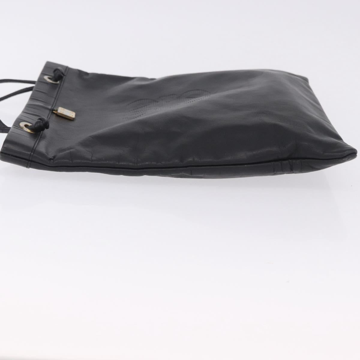 LOEWE Tote Bag Leather Black Gold Auth 200960