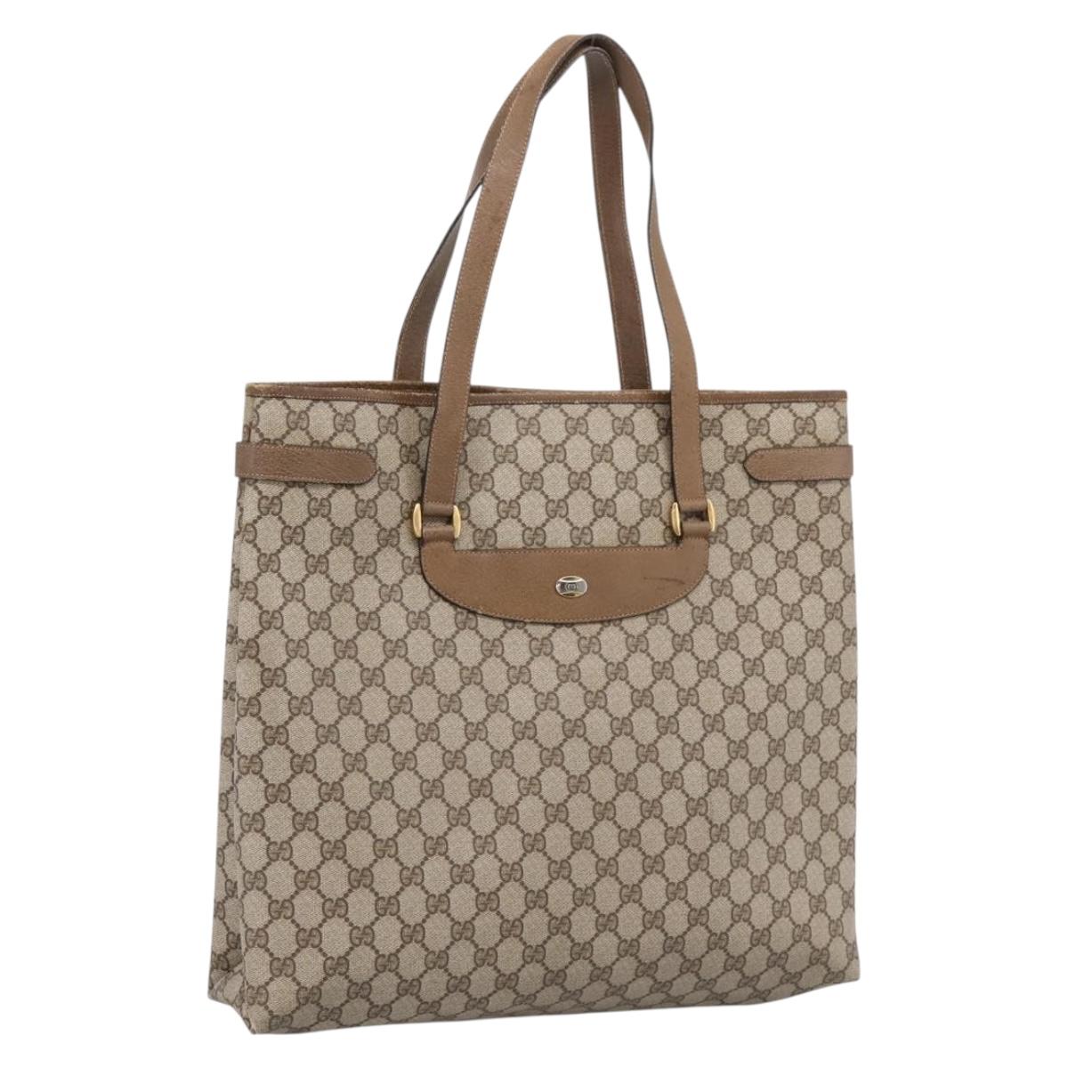 GUCCI GG Supreme Tote Bag PVC Beige Gold 39 02 061 Auth 200961
