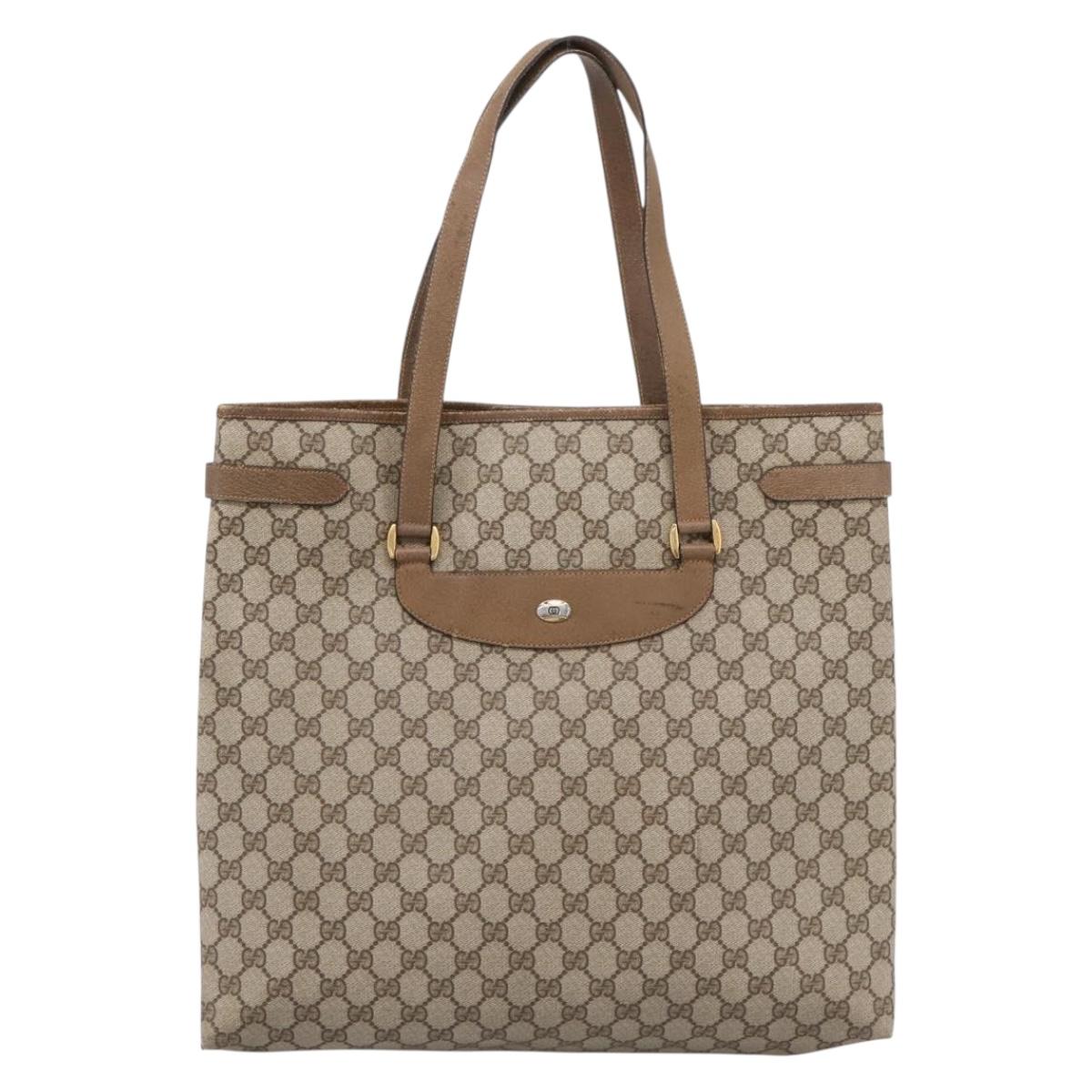 GUCCI GG Supreme Tote Bag PVC Beige Gold 39 02 061 Auth 200961