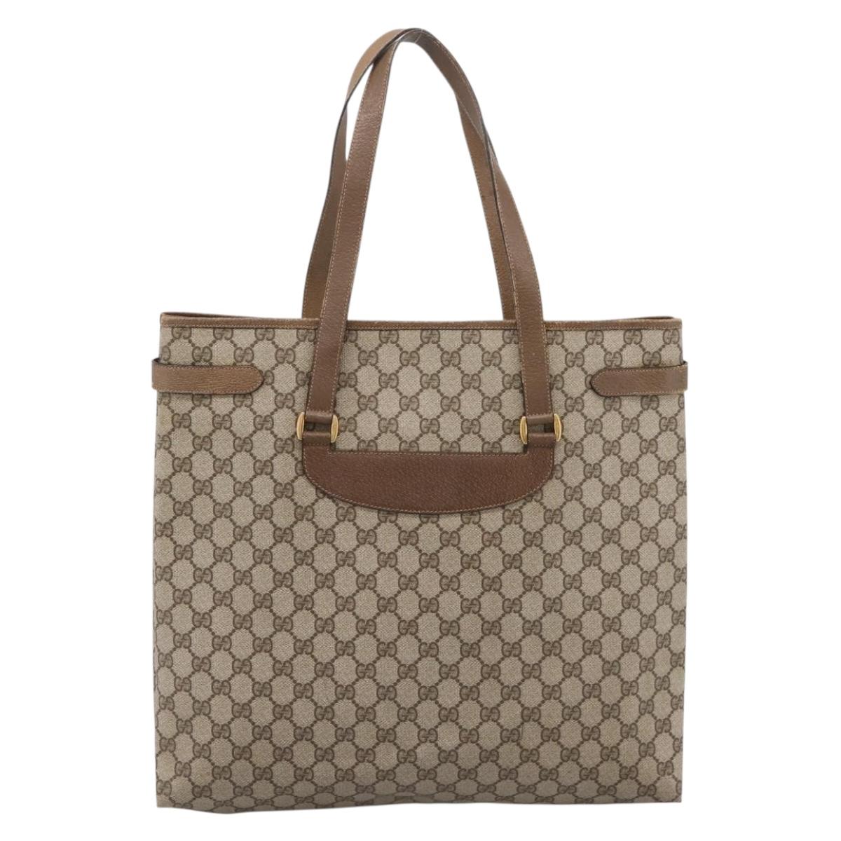 GUCCI GG Supreme Tote Bag PVC Beige Gold 39 02 061 Auth 200961