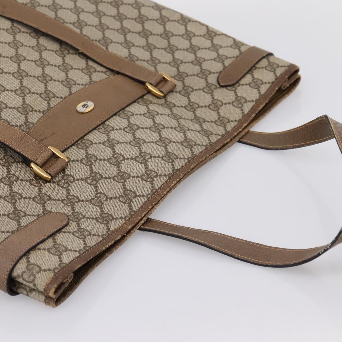 GUCCI GG Supreme Tote Bag PVC Beige Gold 39 02 061 Auth 200961