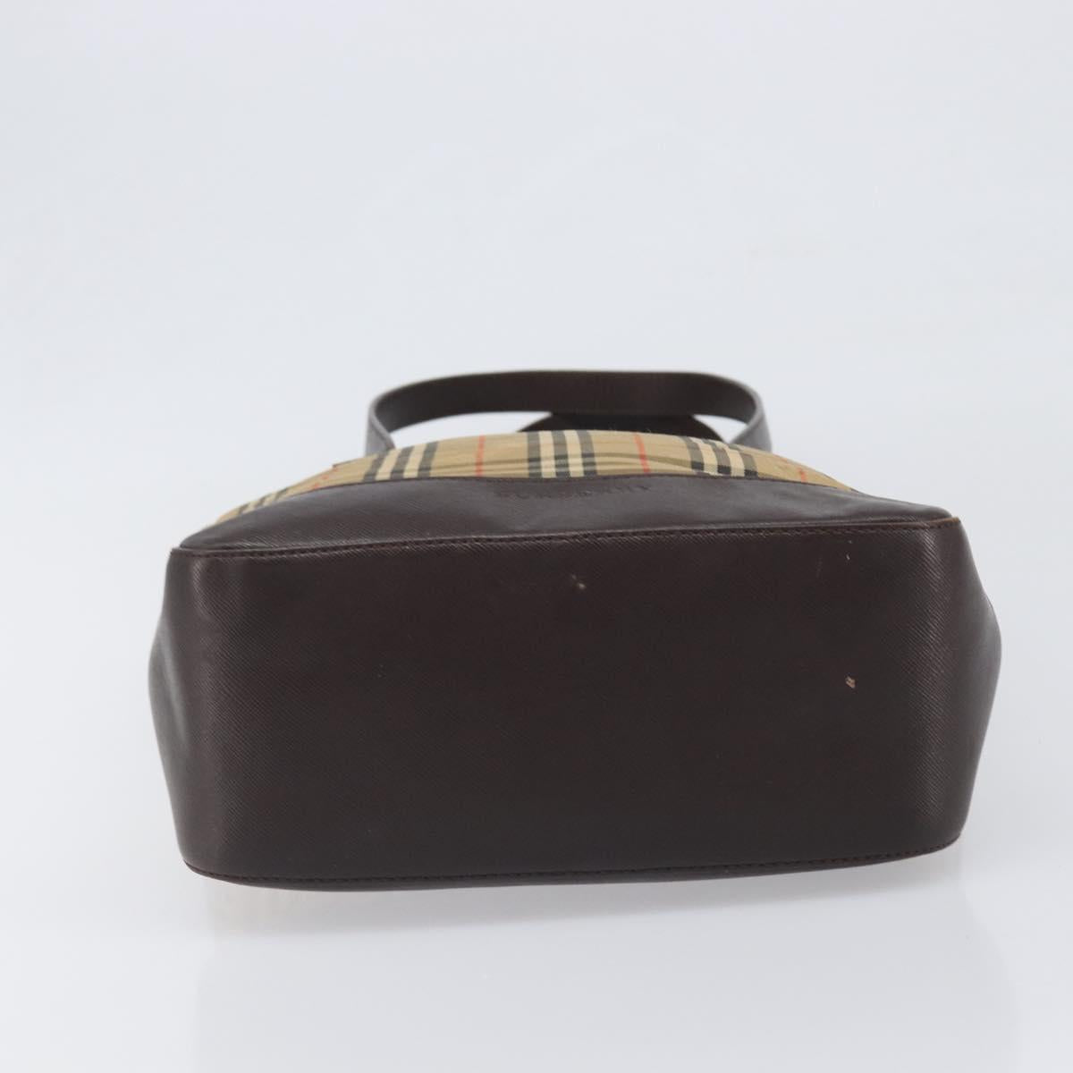 BURBERRY Nova Check Tote Bag Canvas Beige Gold Auth 200966