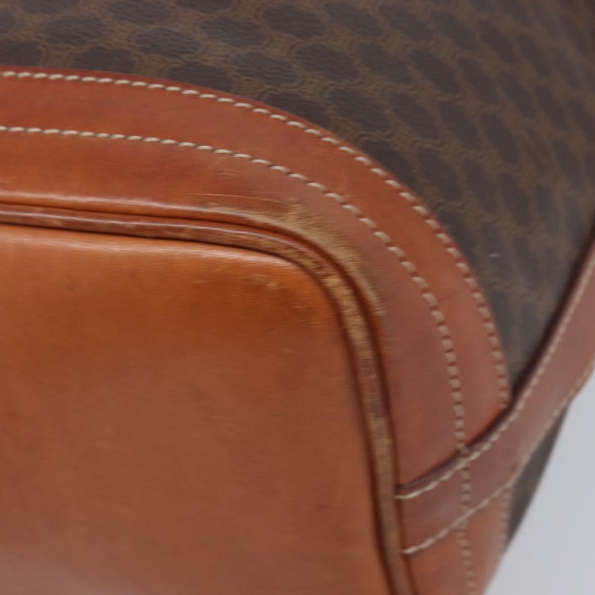 CELINE Macadam Canvas Shoulder Bag PVC Leather Brown Gold Auth 200971