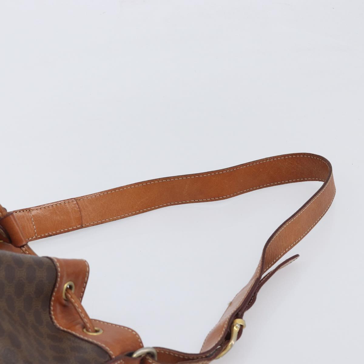 CELINE Macadam Canvas Shoulder Bag PVC Leather Brown Gold Auth 200971