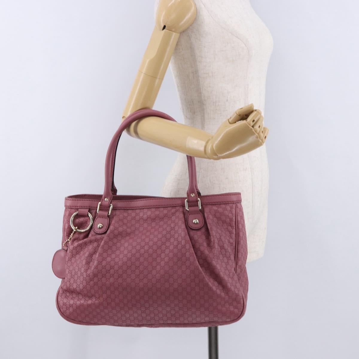 GUCCI GG Canvas Guccissima Tote Bag Leather Pink Gold 296835 Auth 200972V