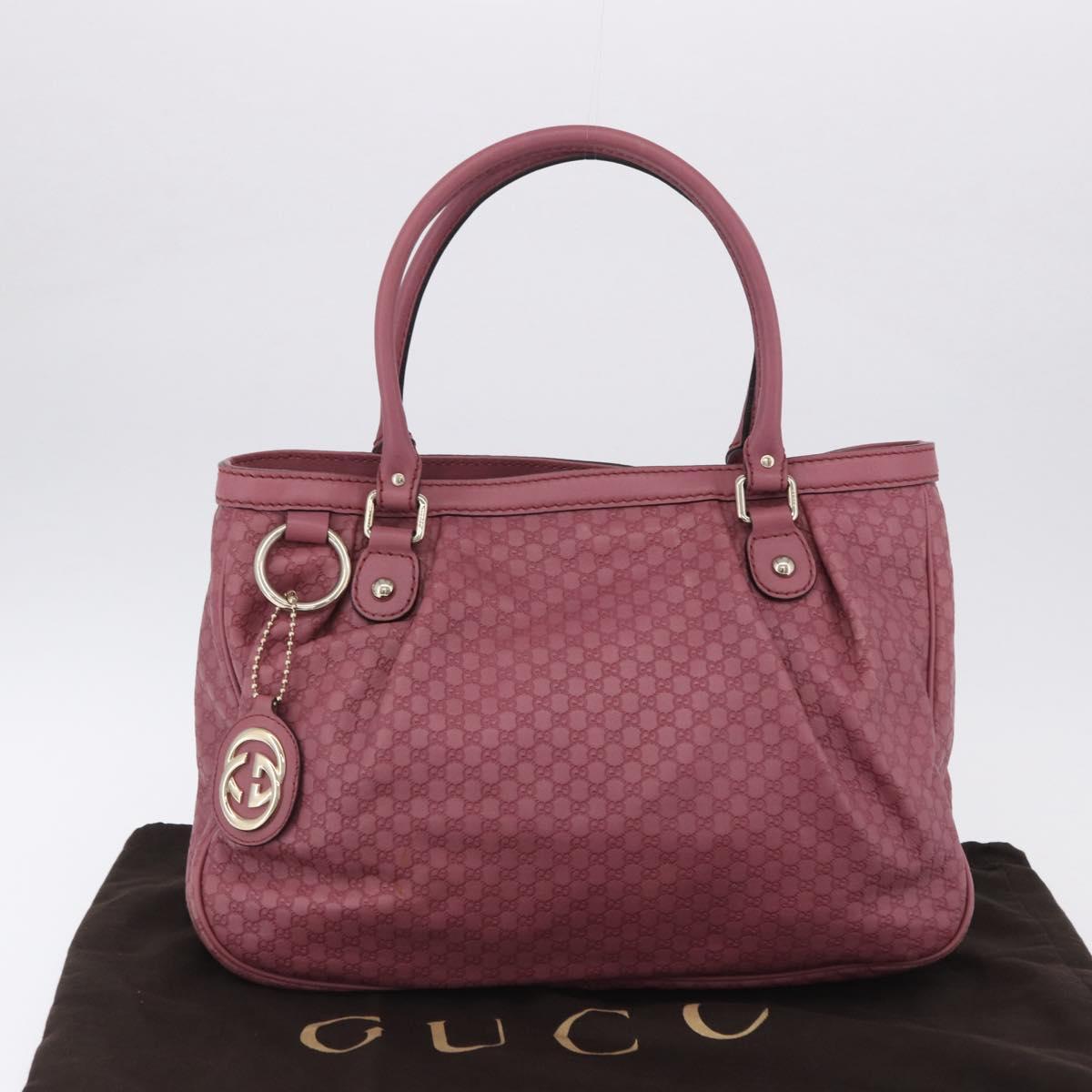 GUCCI GG Canvas Guccissima Tote Bag Leather Pink Gold 296835 Auth 200972V