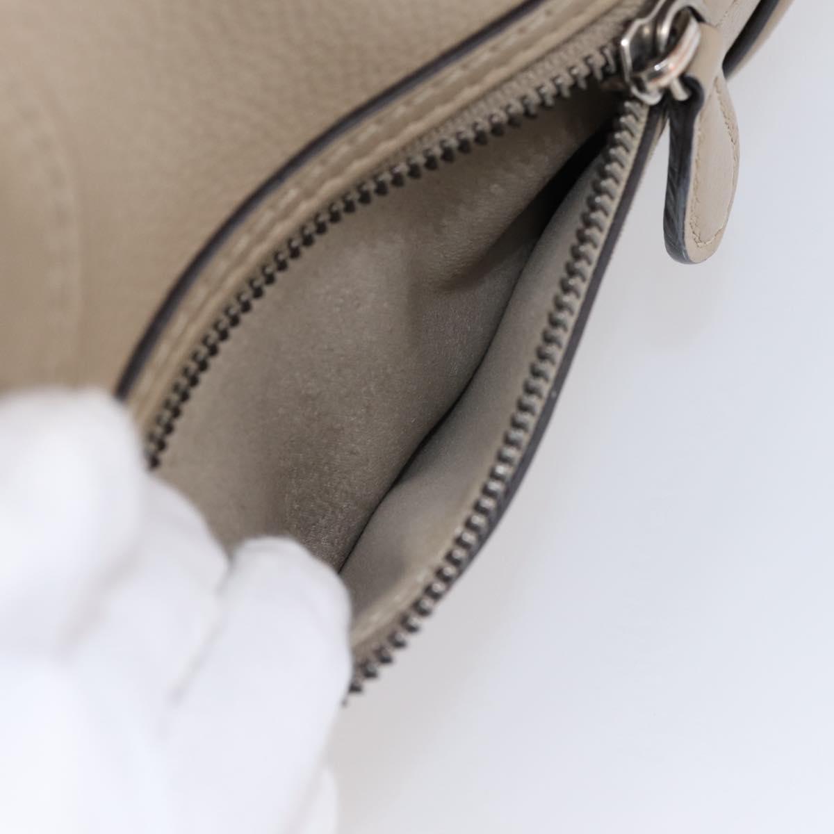 CELINE Luggage Micro Shopper Hand Bag Leather Beige Silver Auth 200973V