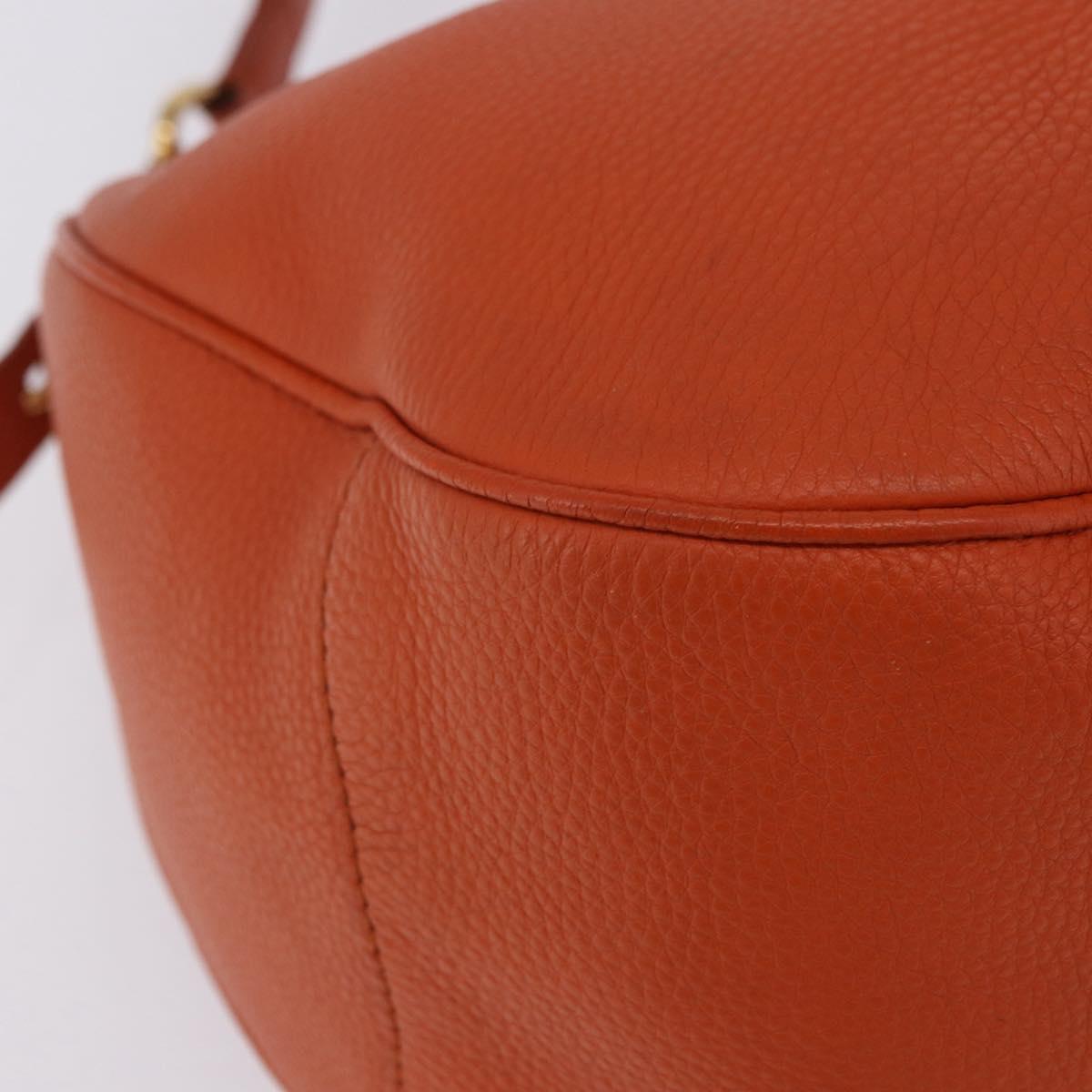 PRADA Shoulder Bag Vittero Dino Leather Orange Gold Auth 200974SAM