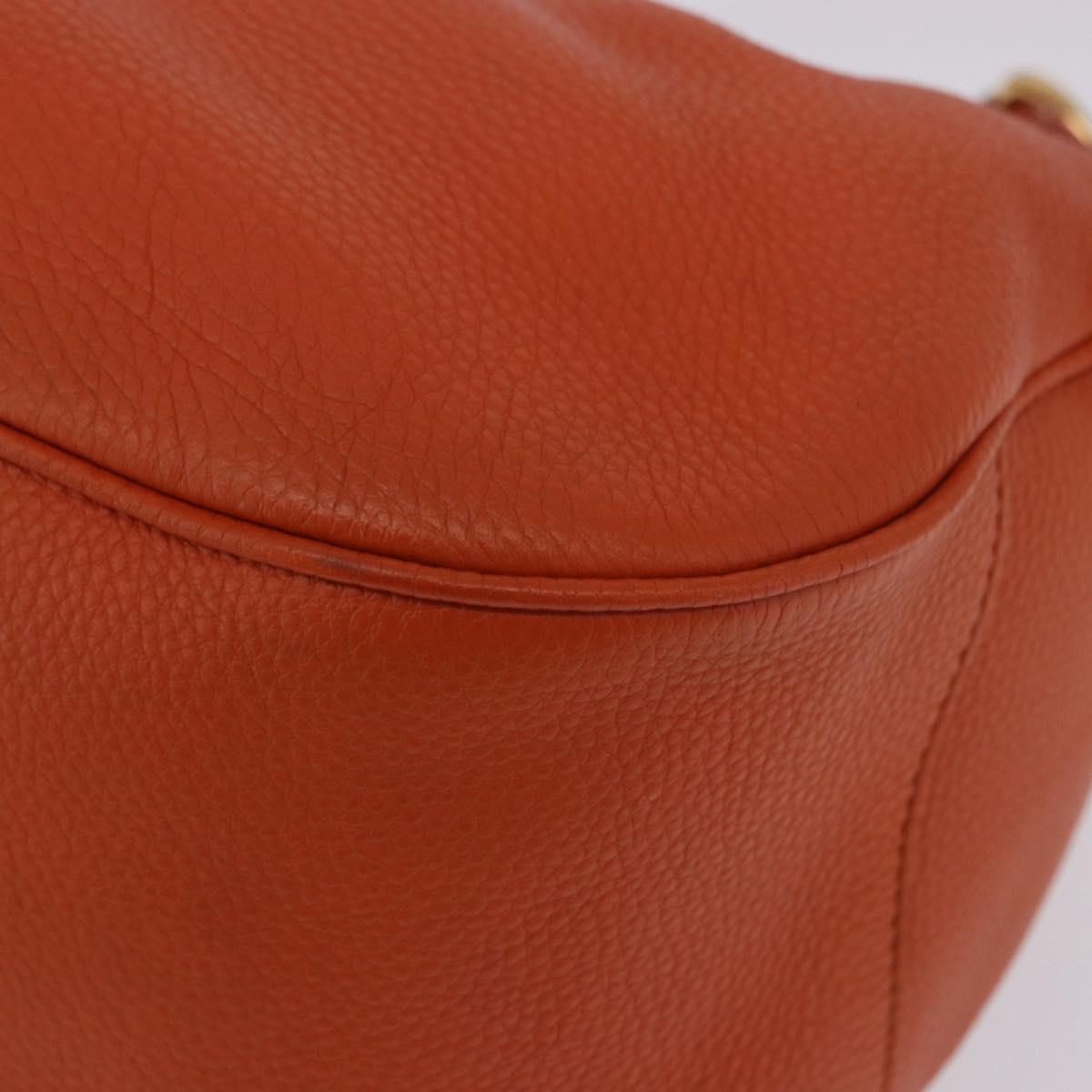 PRADA Shoulder Bag Vittero Dino Leather Orange Gold Auth 200974SAM
