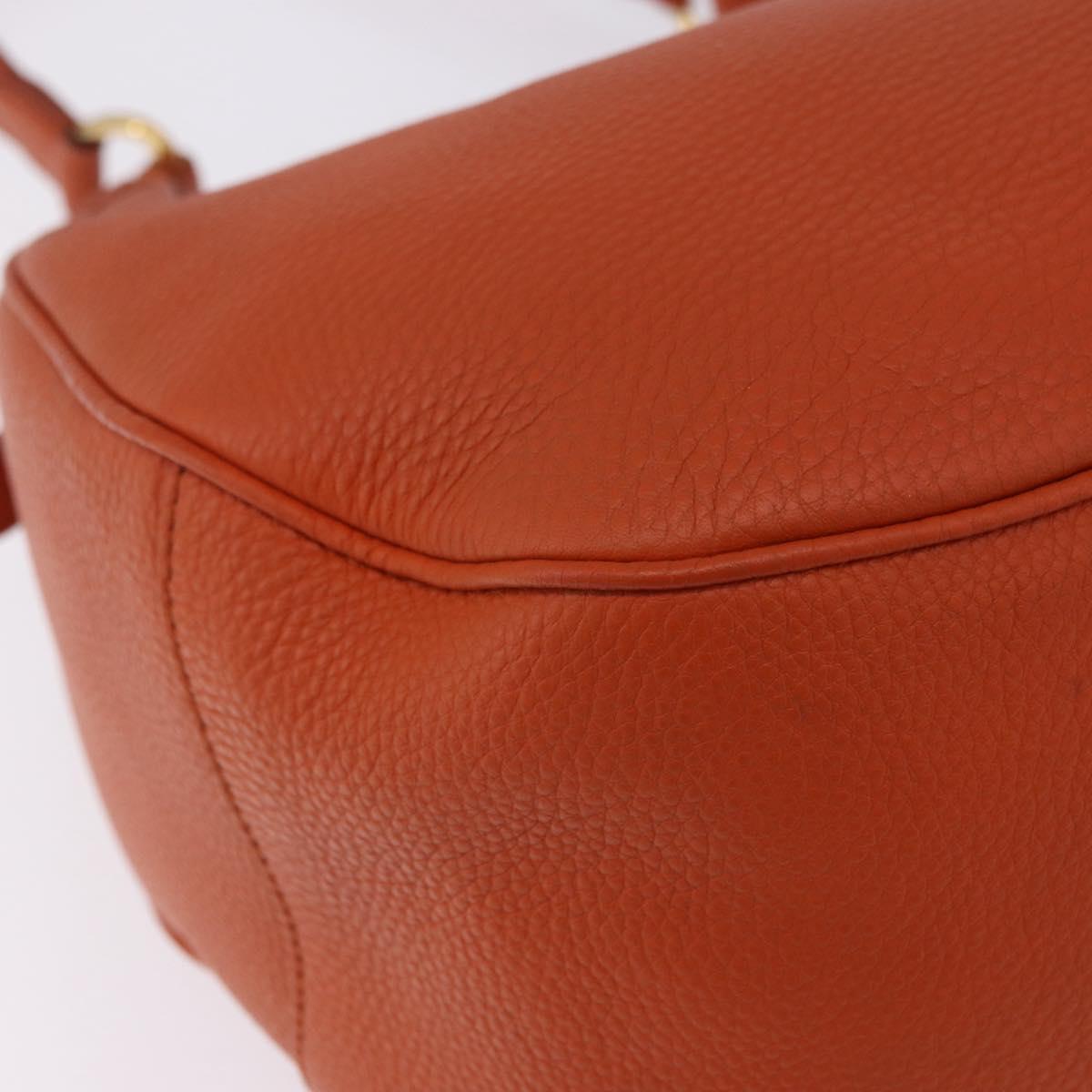 PRADA Shoulder Bag Vittero Dino Leather Orange Gold Auth 200974SAM