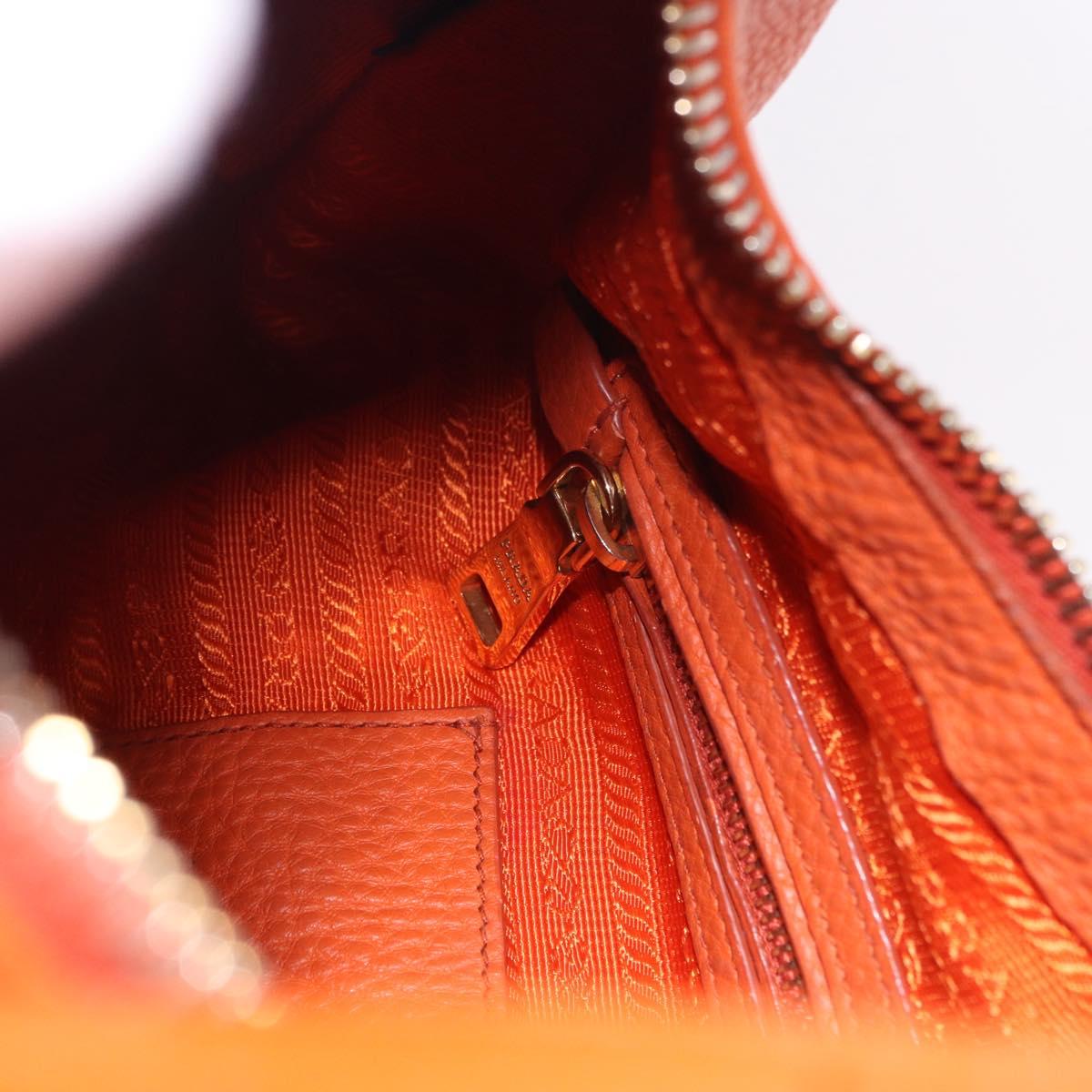 PRADA Shoulder Bag Vittero Dino Leather Orange Gold Auth 200974SAM