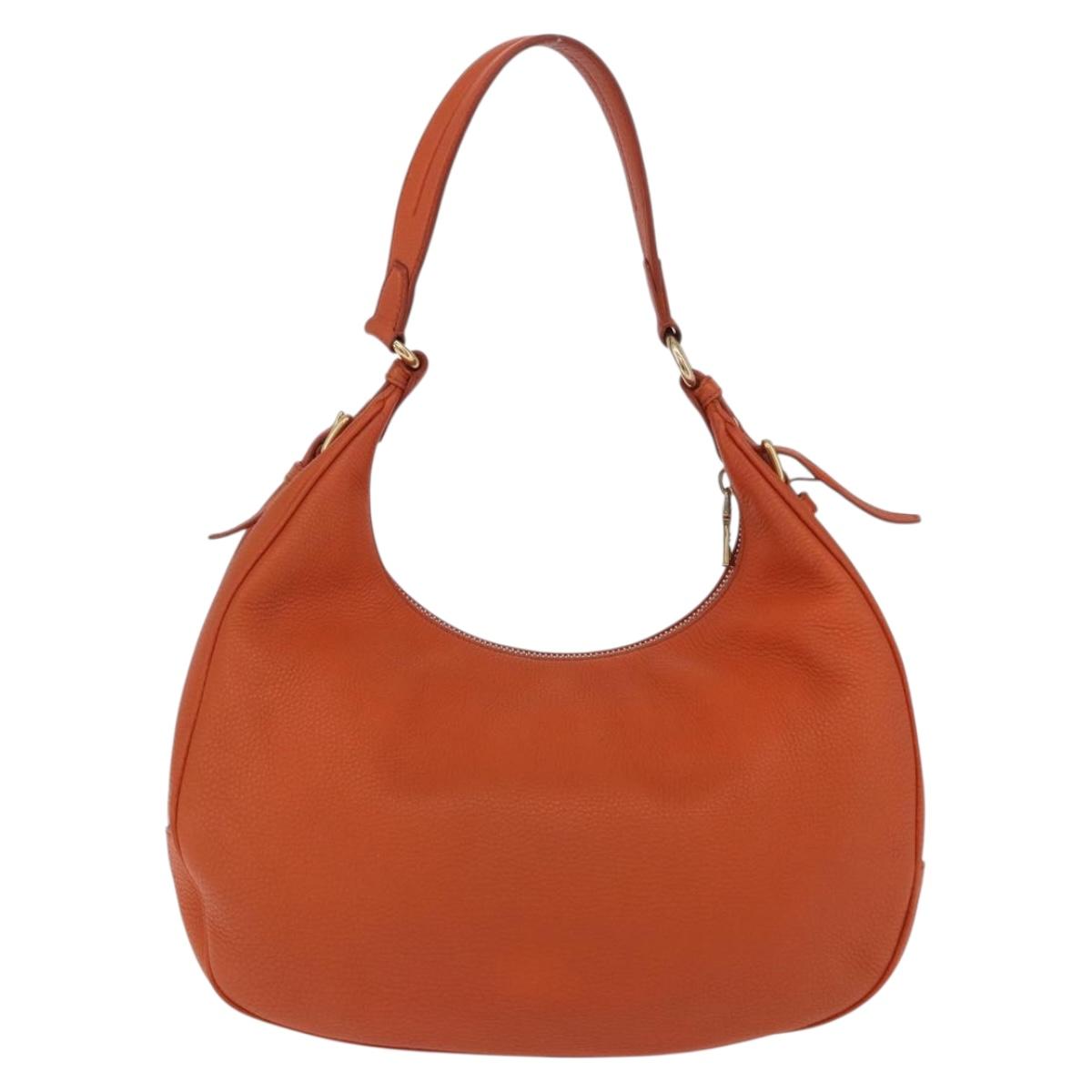 PRADA Shoulder Bag Vittero Dino Leather Orange Gold Auth 200974SAM