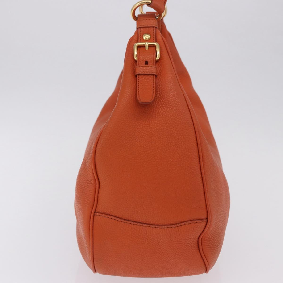 PRADA Shoulder Bag Vittero Dino Leather Orange Gold Auth 200974SAM