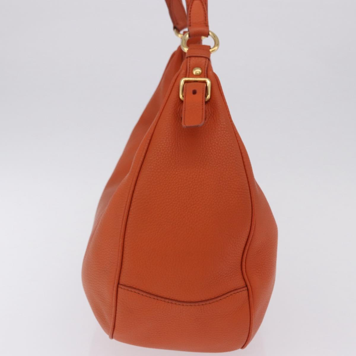 PRADA Shoulder Bag Vittero Dino Leather Orange Gold Auth 200974SAM