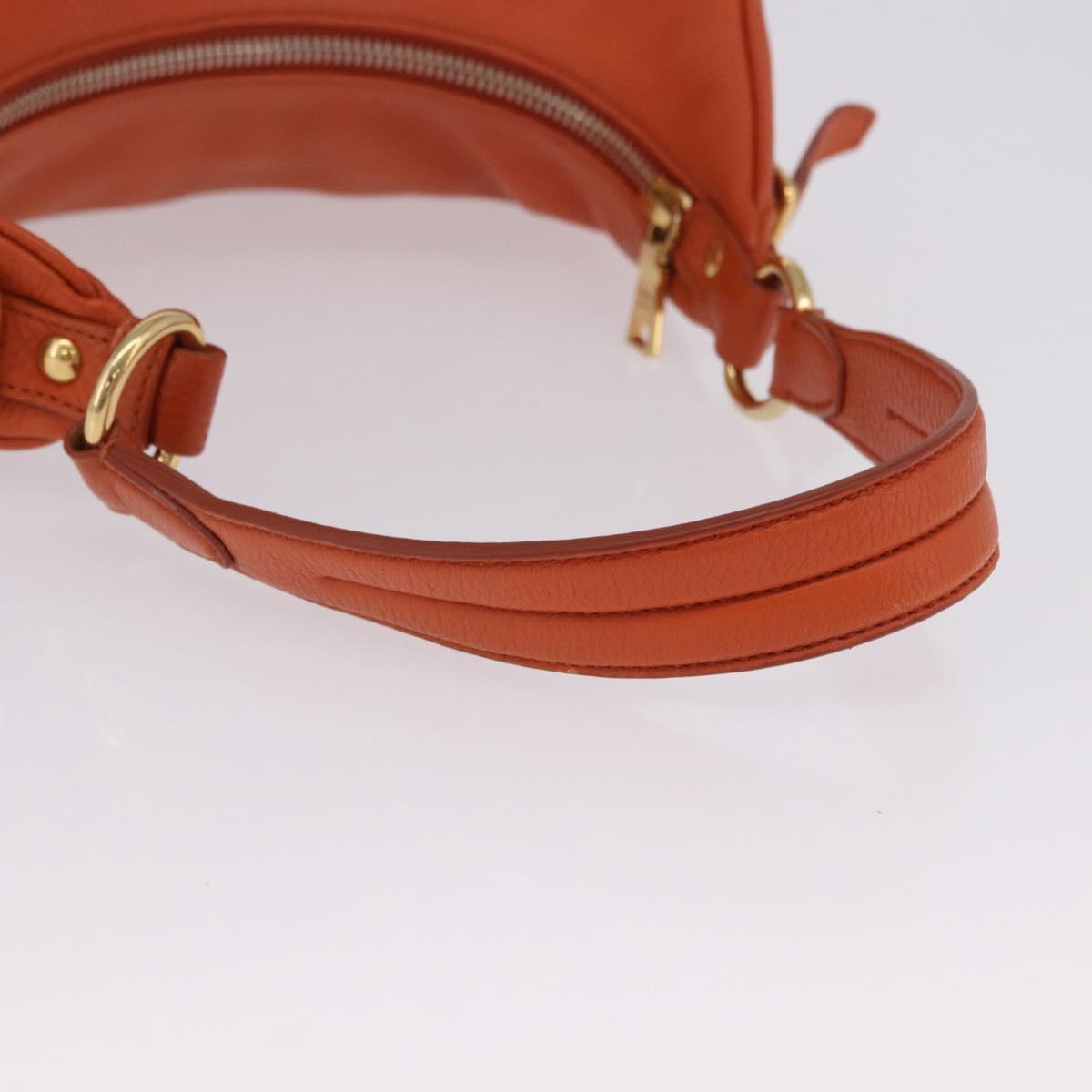 PRADA Shoulder Bag Vittero Dino Leather Orange Gold Auth 200974SAM
