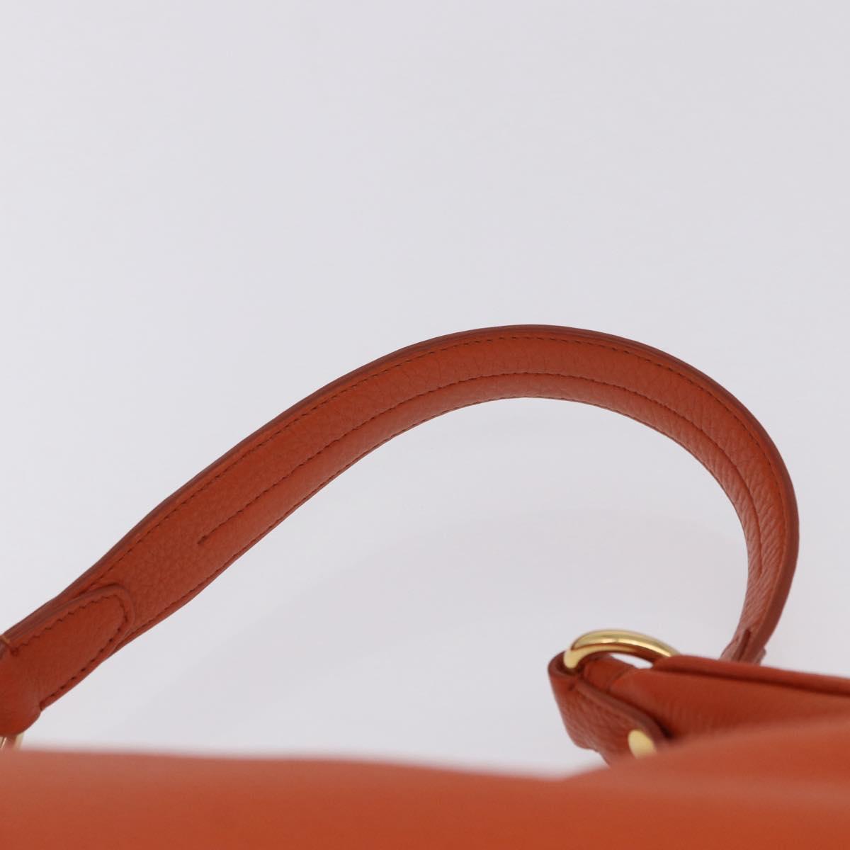 PRADA Shoulder Bag Vittero Dino Leather Orange Gold Auth 200974SAM