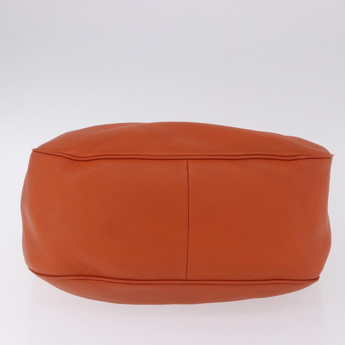 PRADA Shoulder Bag Vittero Dino Leather Orange Gold Auth 200974SAM