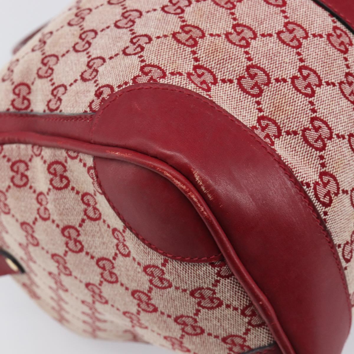 GUCCI GG Canvas Sherry Line Boston Bag Red Gold Auth 200975